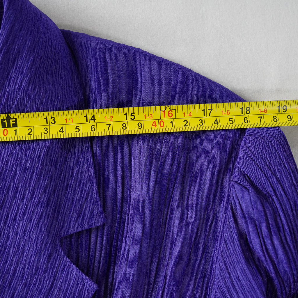 Berkertex Occasions Purple Crinkle Blazer with Floral Chiffon Accent – Size 14