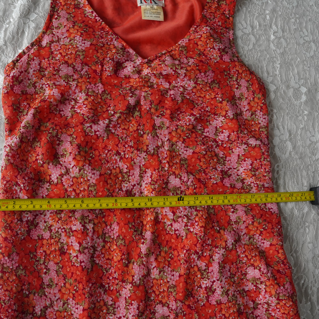R&K Originals Red Floral Midi Dress | Vintage | Size 12