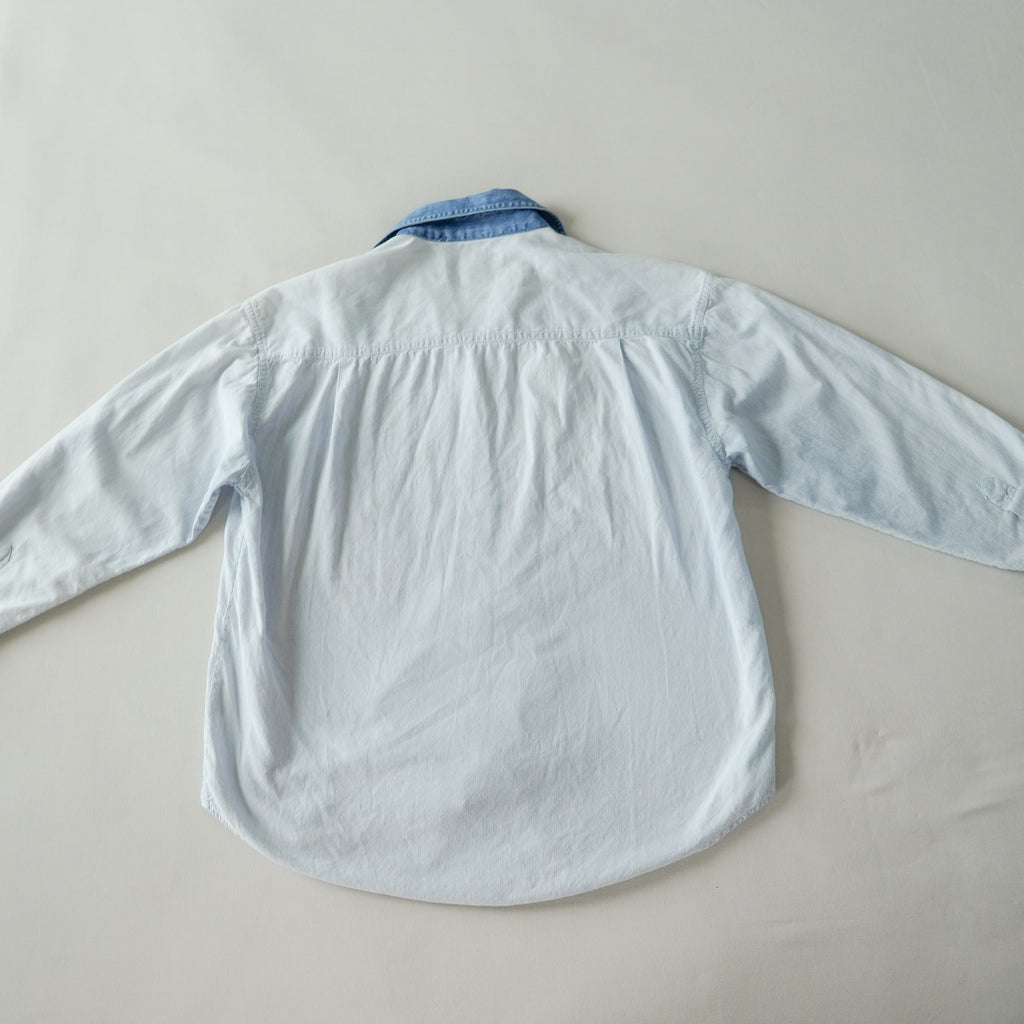 Vintage 90s New Directions Embroidered Patchwork Denim Collar Button-Up Shirt | Medium