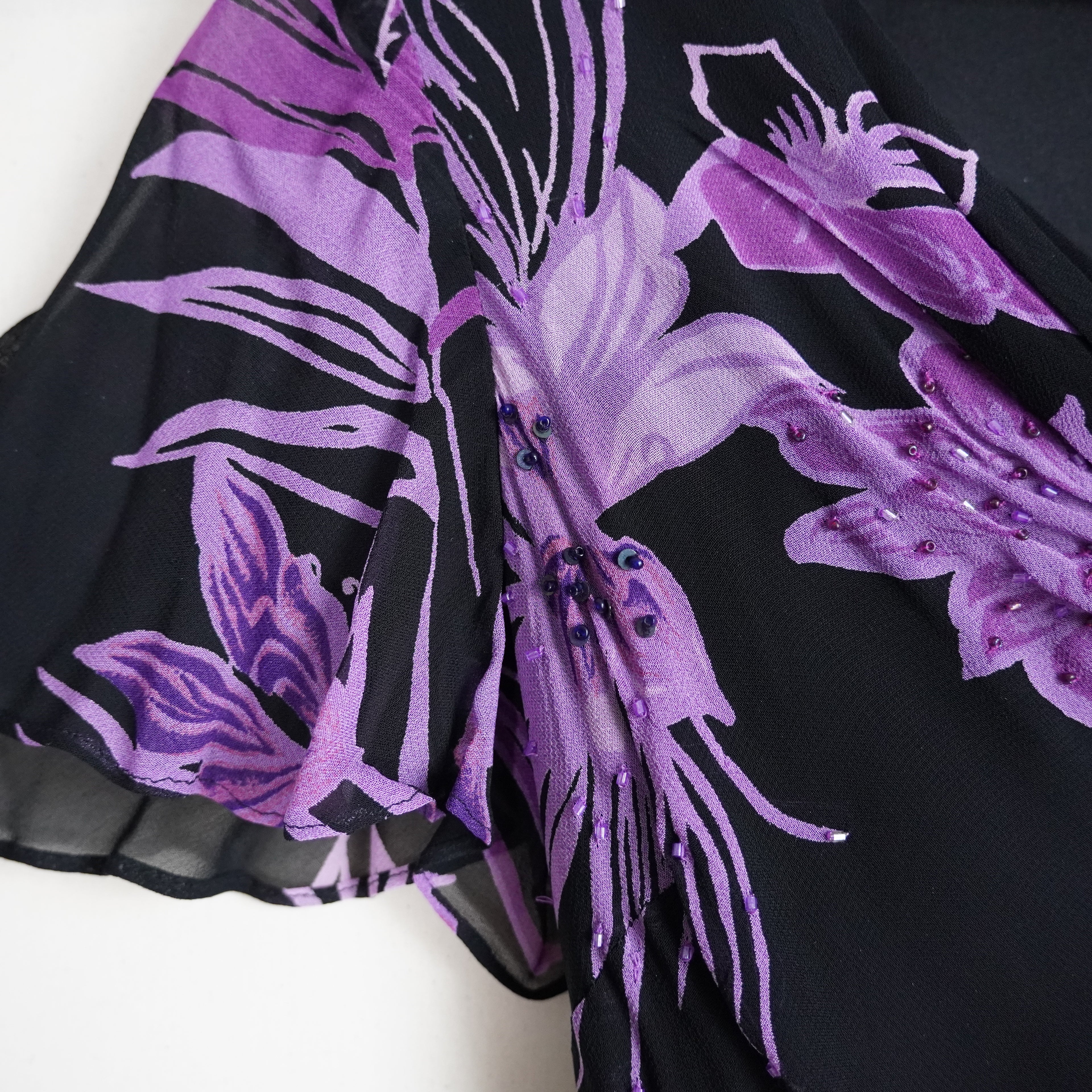 Eva Blue Floral Beaded Dress | Y2K | Size 6