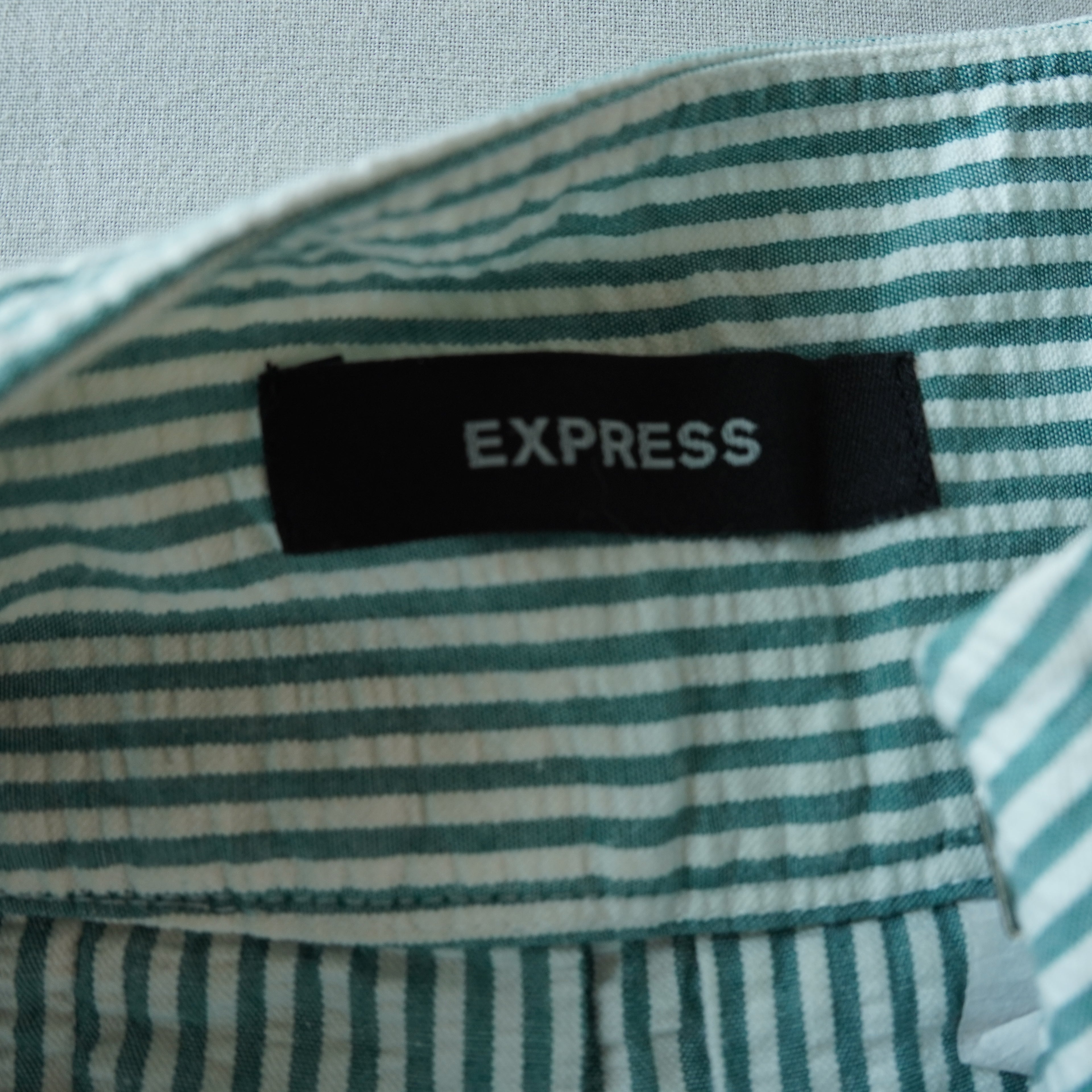 Vintage Y2K Express Seersucker Pleated Mini Skirt | Green Stripe | Size 2 | Made in USA