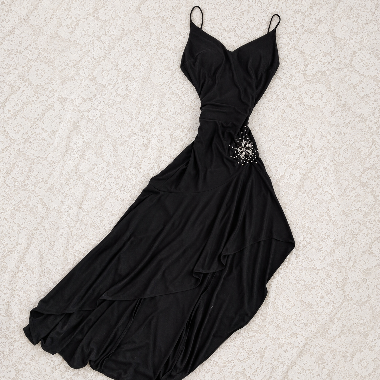 Jovani New York Black Embellished Asymmetrical Dress | Vintage | Size 6