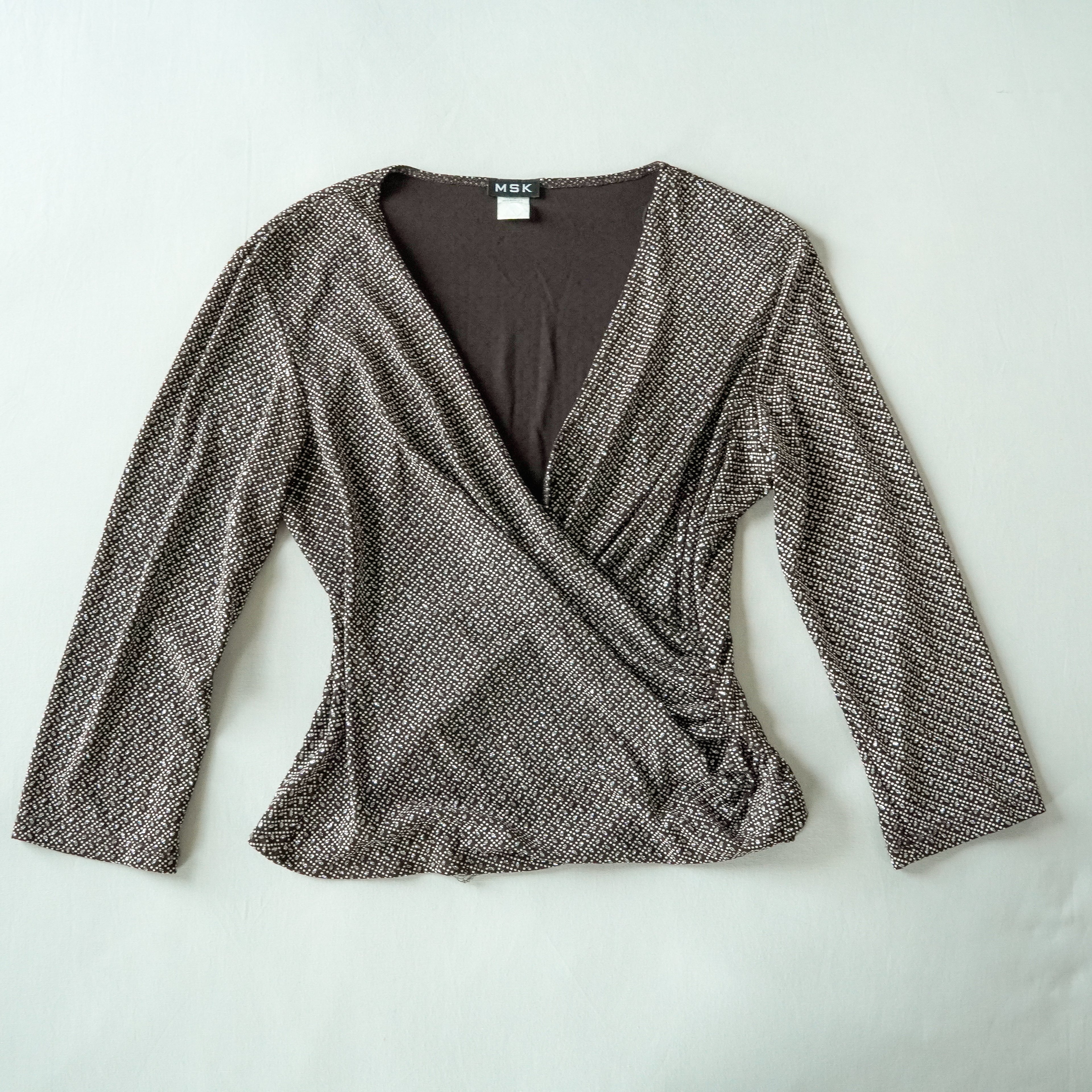 MSK Faux Wrap Long Sleeve Top | Y2K | Size Large