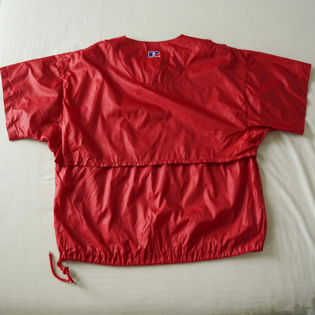 Russell Athletic Red Nylon Wind Pullover Made in Korea | Large