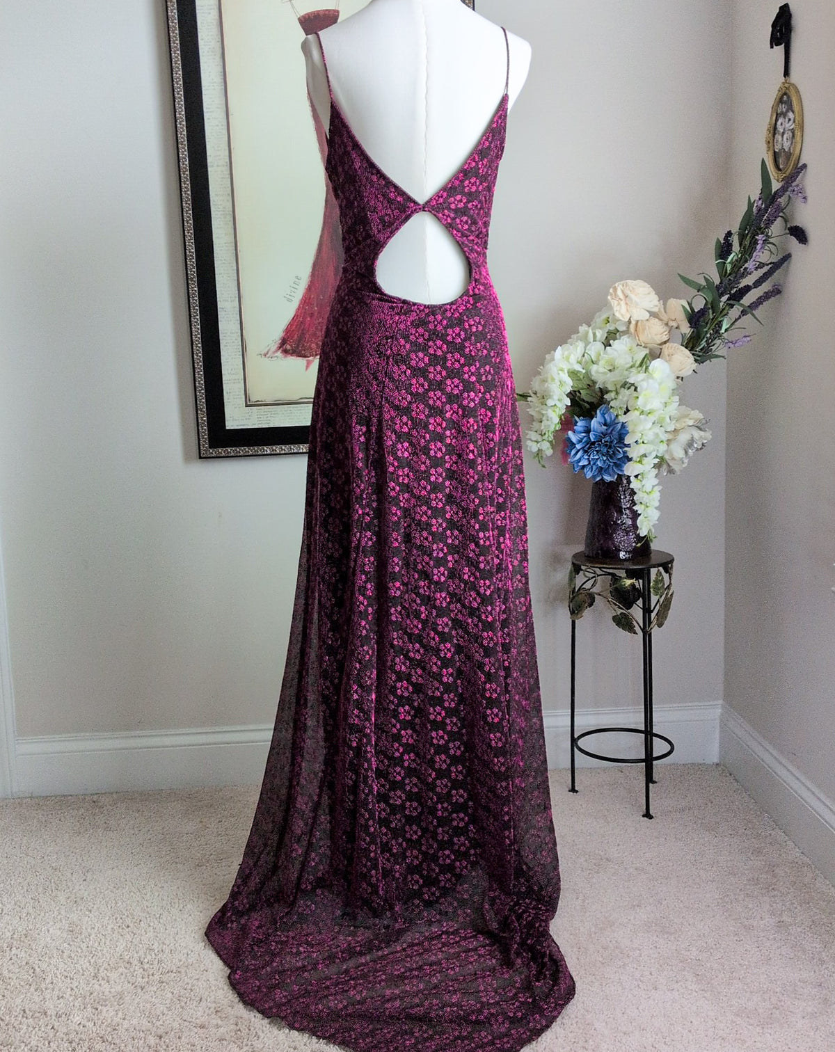 Zum Zum by Niki Livas Metallic Floral Slip Dress | Vintage | Size 11/12