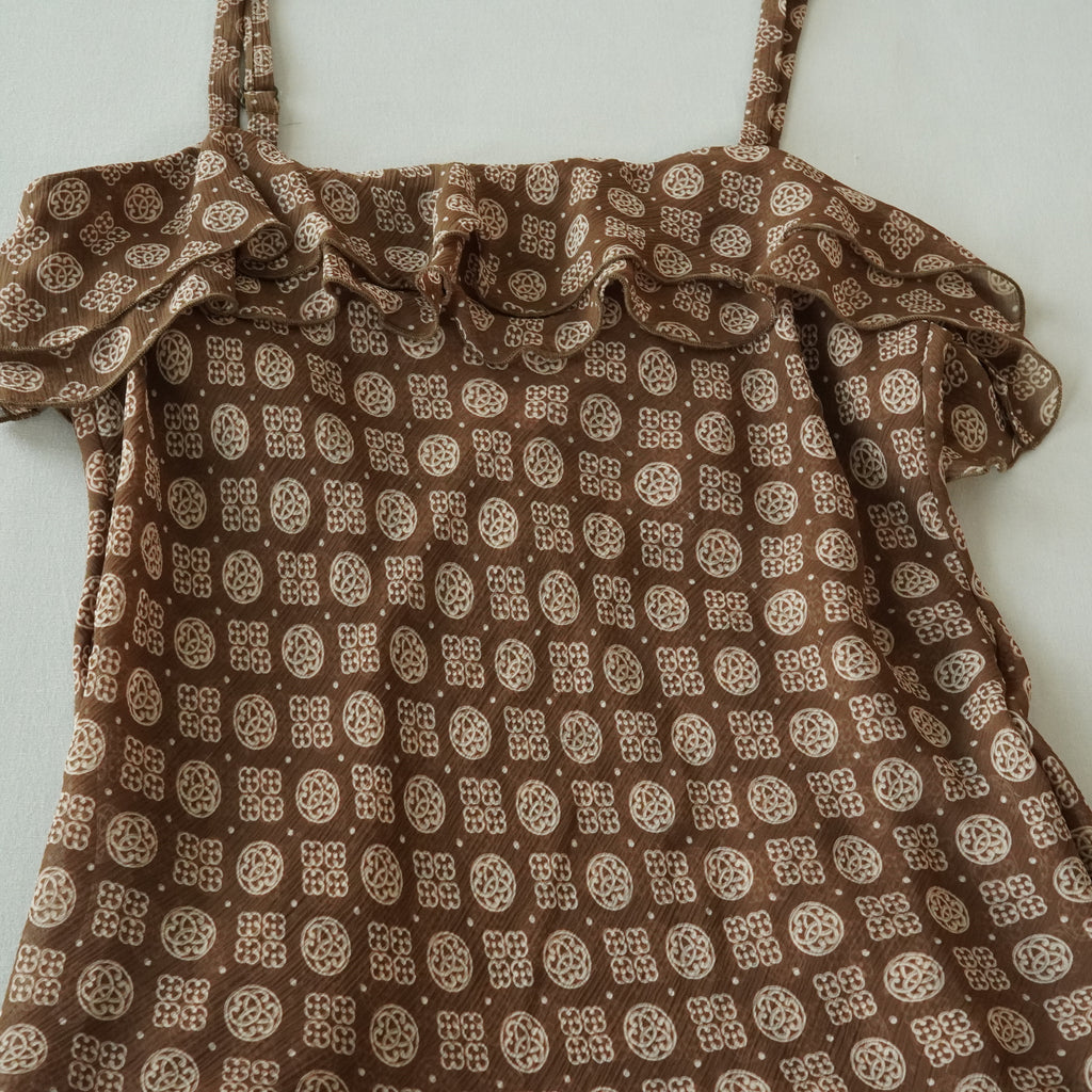 Bandolino Brown Ruffle Cami Top | Y2K | Size 6