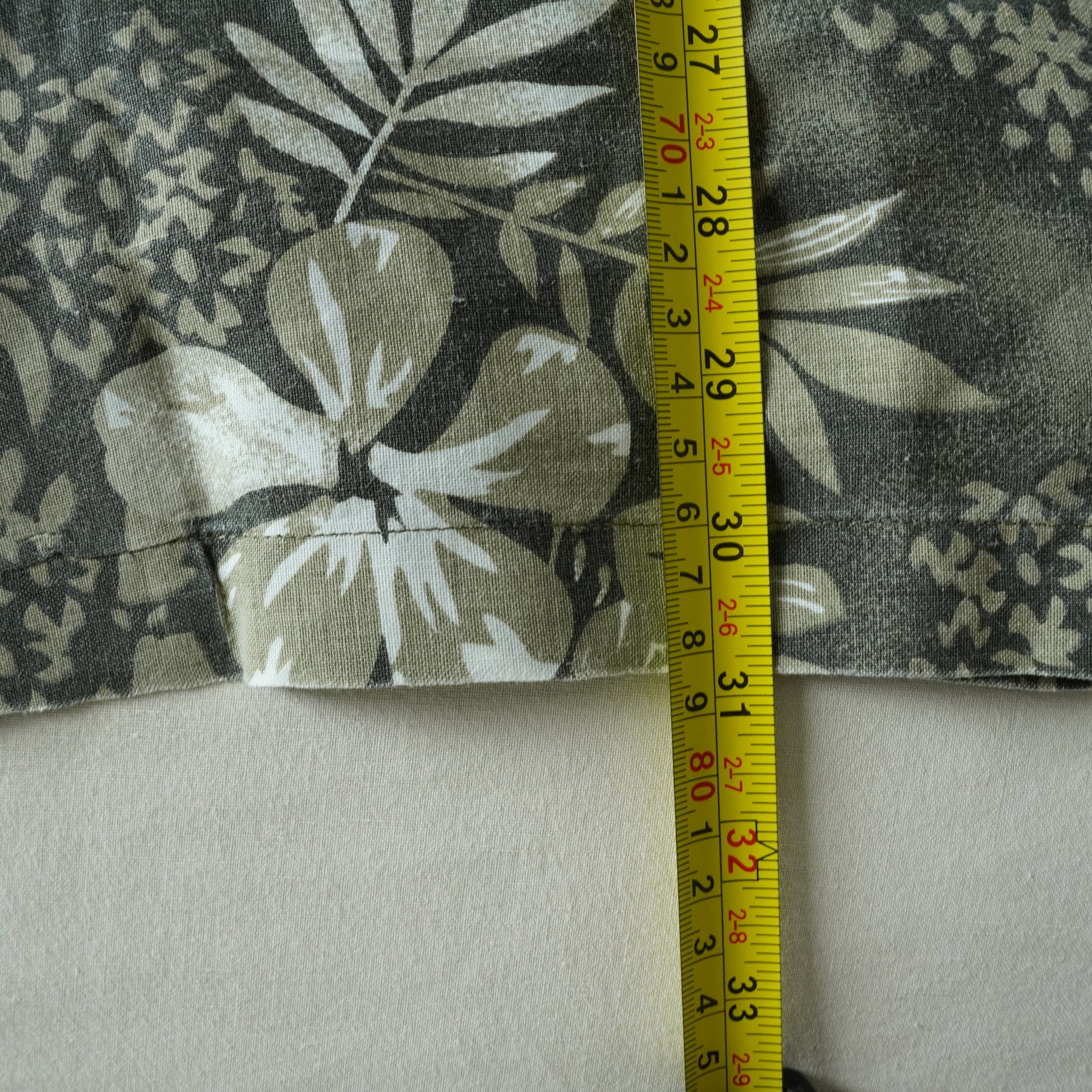 Vintage Bugle Boy Hawaiian Camp Shirt Gray Floral Ramie Cotton Button-Up | XL