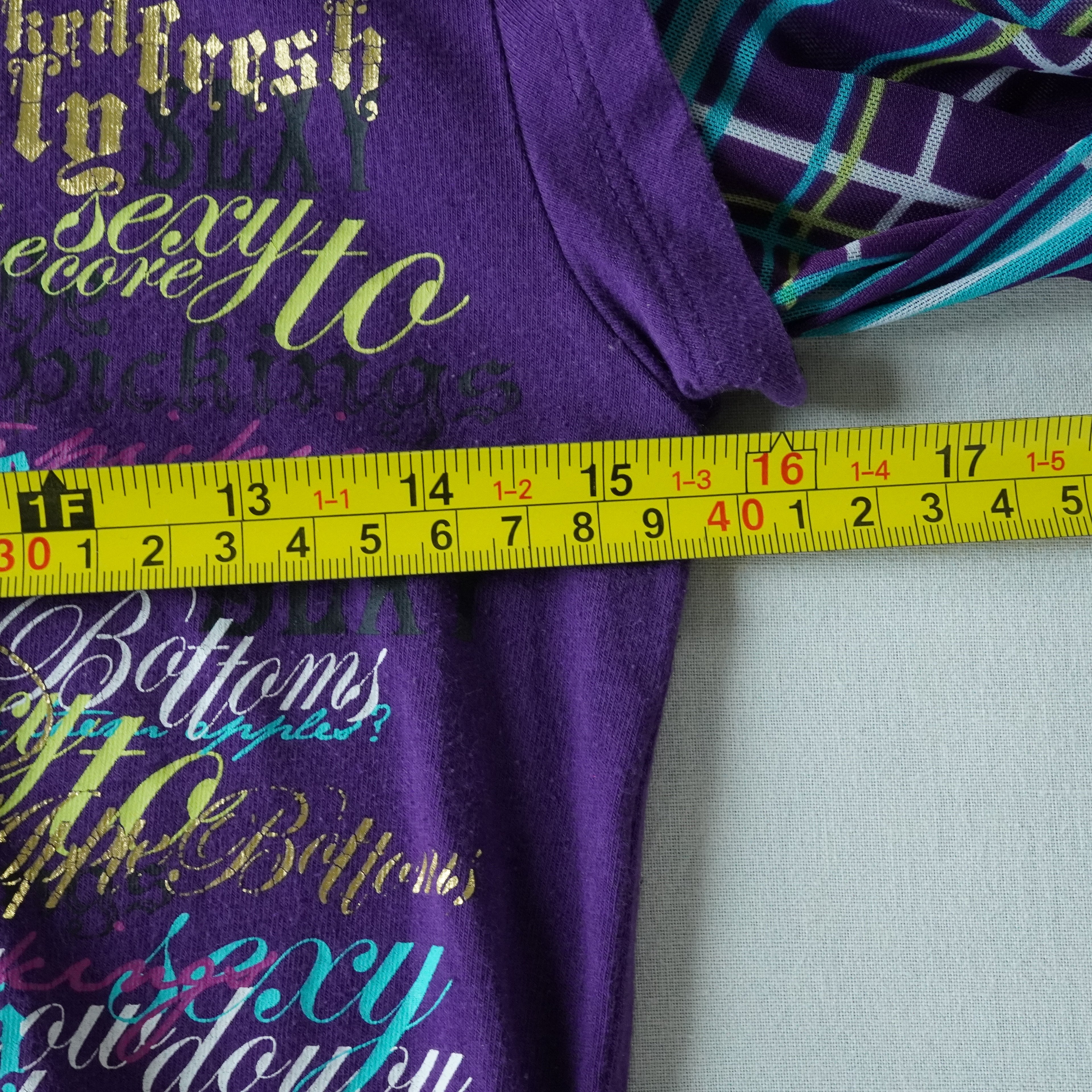 Apple Bottoms Purple Graphic Plaid Layered Long Sleeve | Y2K | Medium