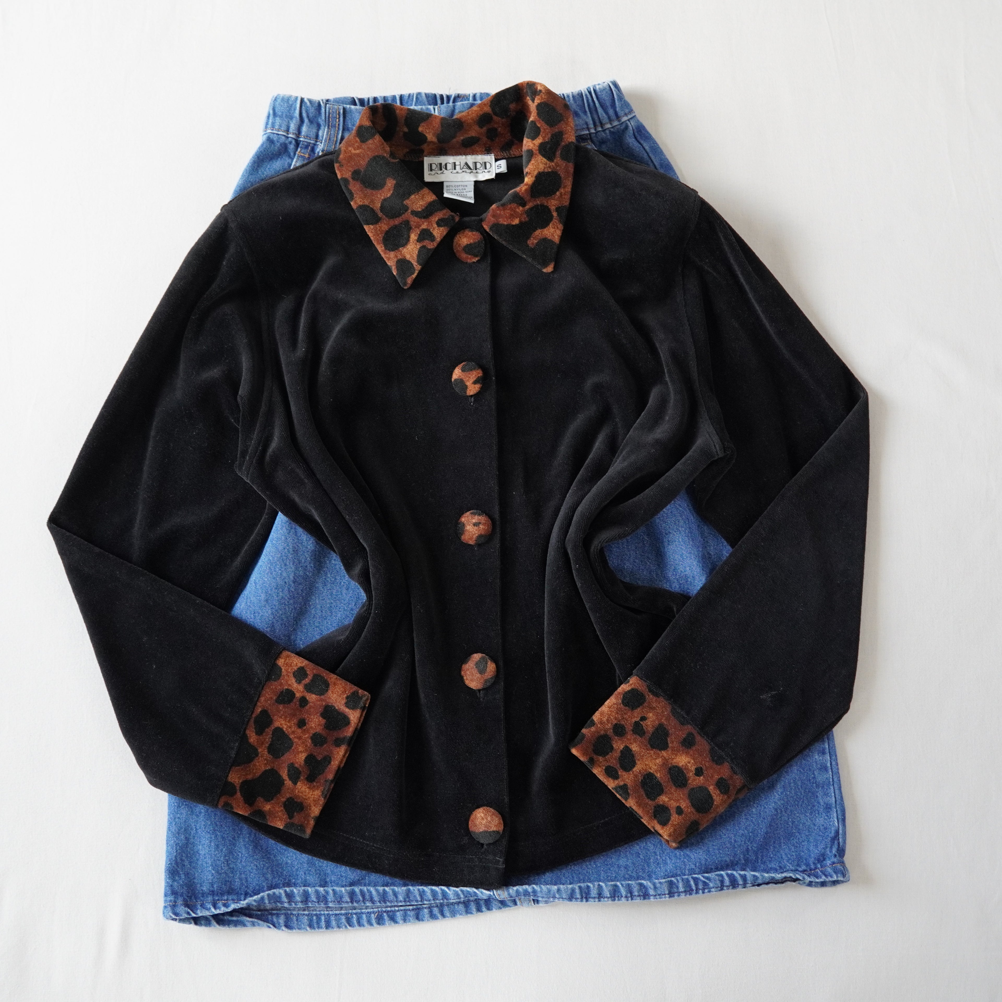 Richard & Company Velour Leopard Trim Jacket | Vintage | Small