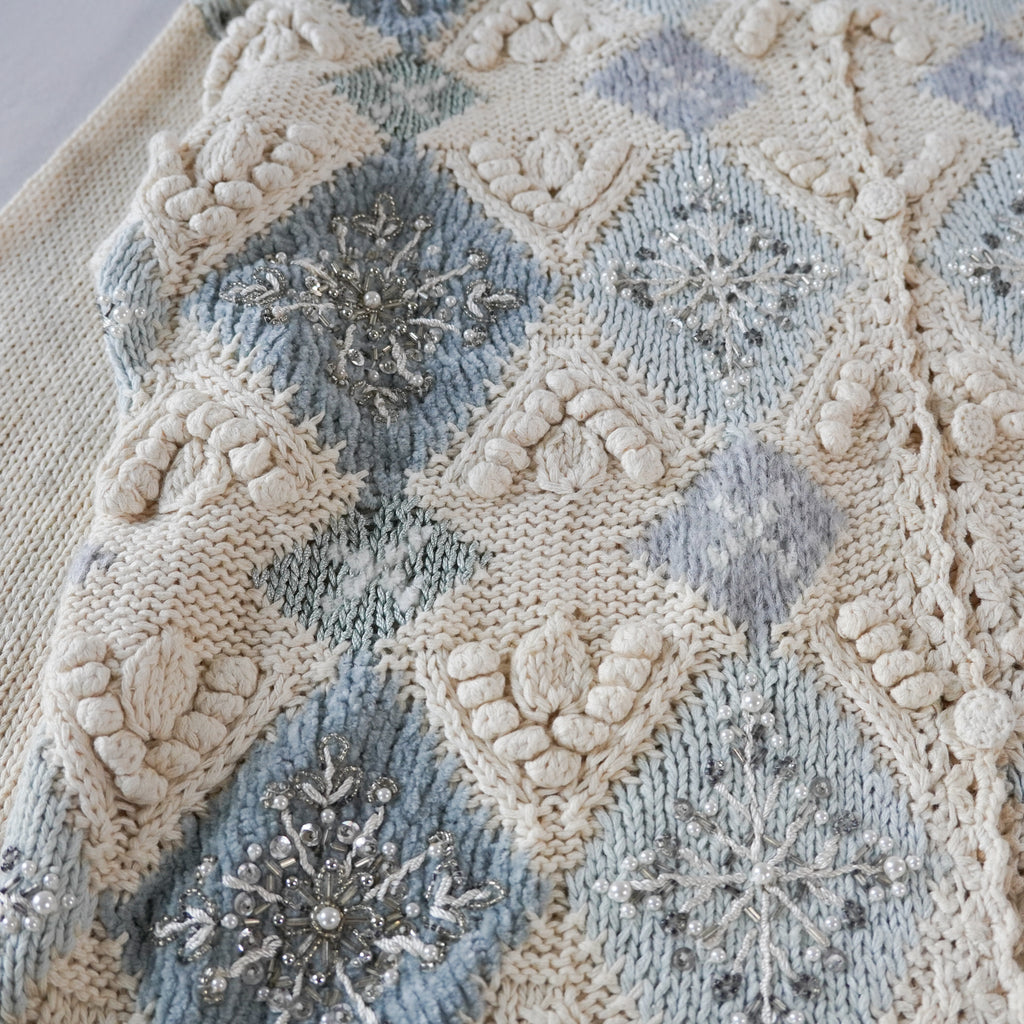 TIARA International Embellished Argyle Cardigan | Vintage | Size M