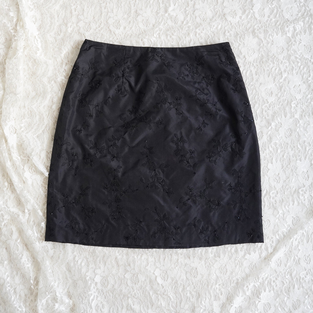 Ann Taylor Silk Embroidered Pencil Skirt