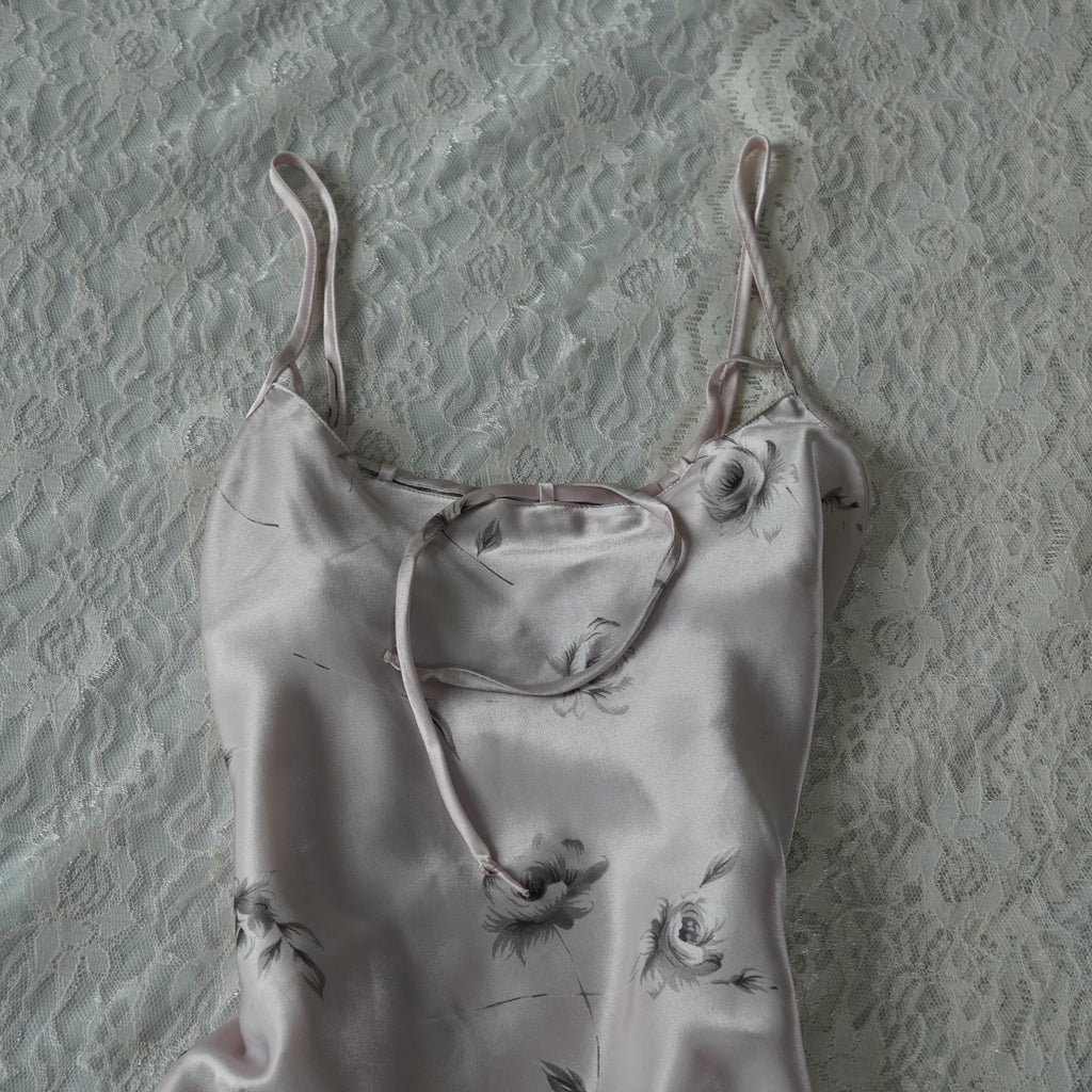 Morgan Taylor Intimates Satin Floral Slip Dress | Y2K | Size M