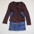 INC International Concepts Faux Suede Tie Front Top | Y2K | Medium