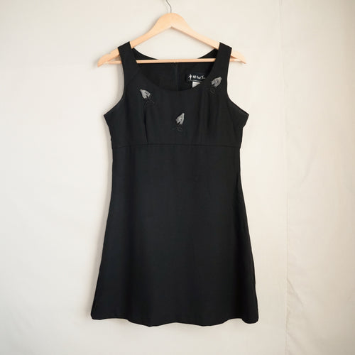 All That Jazz Black Rose Appliqué Mini Dress | Vintage | Size 7/8
