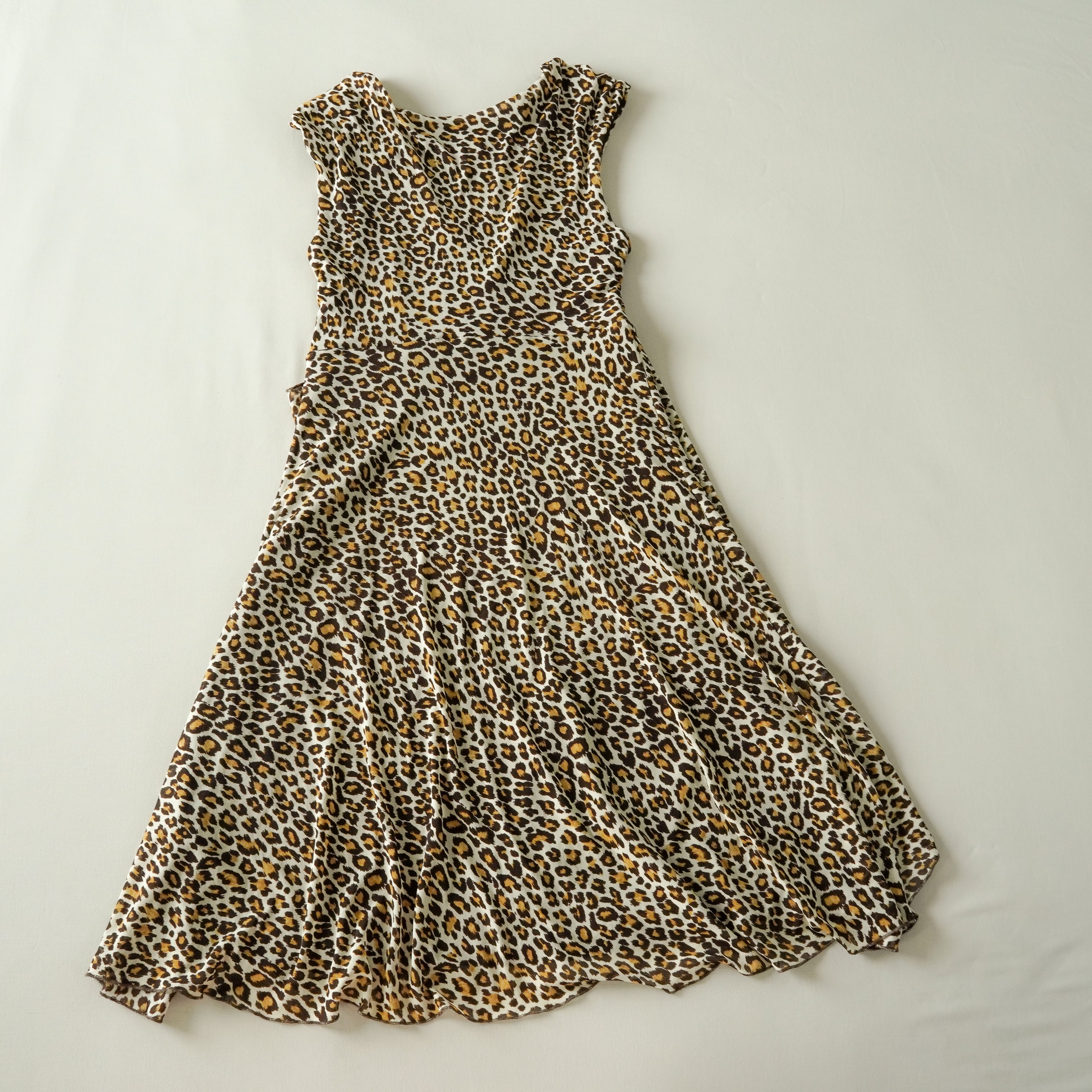 Karen Kane Leopard Print Ruffle Midi Dress | Y2K | Size Medium