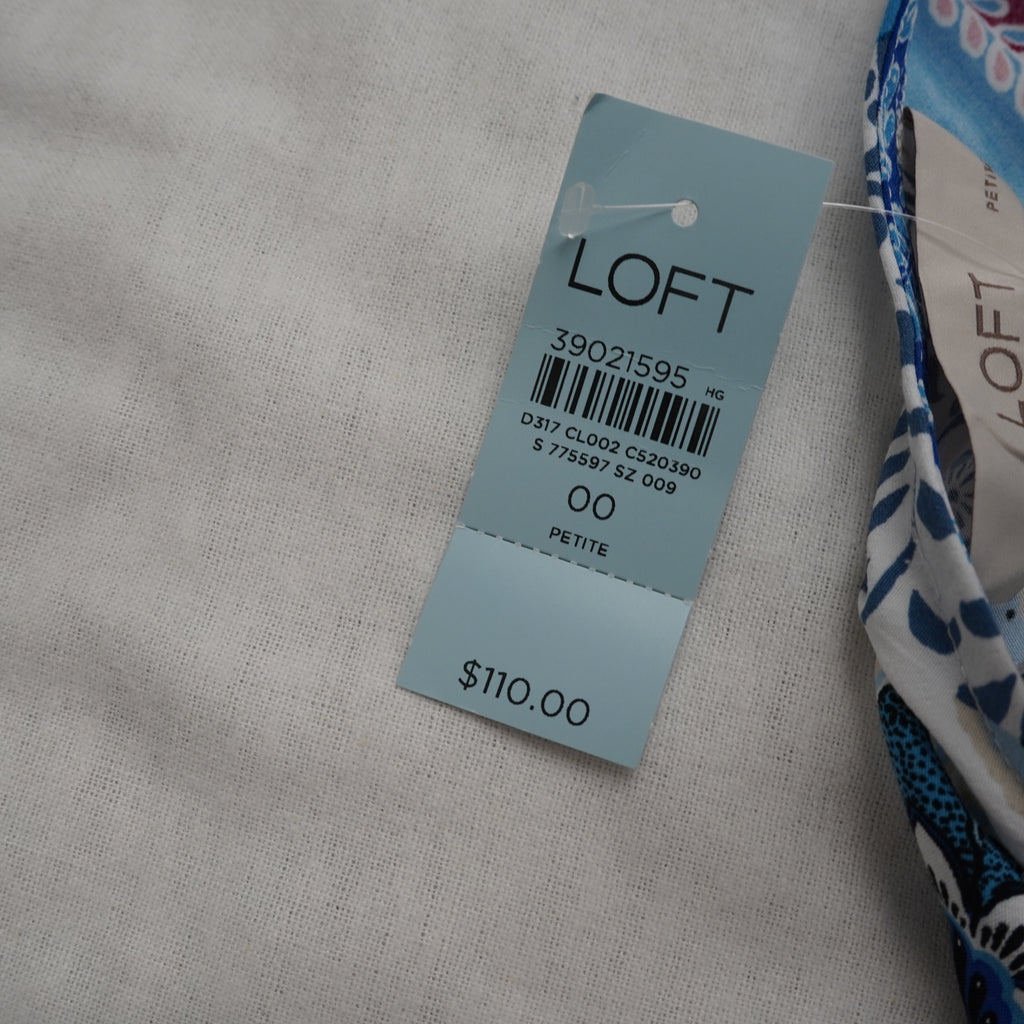 LOFT Petite Blue Floral Paisley Midi Slip Dress | NWT | Size 00P