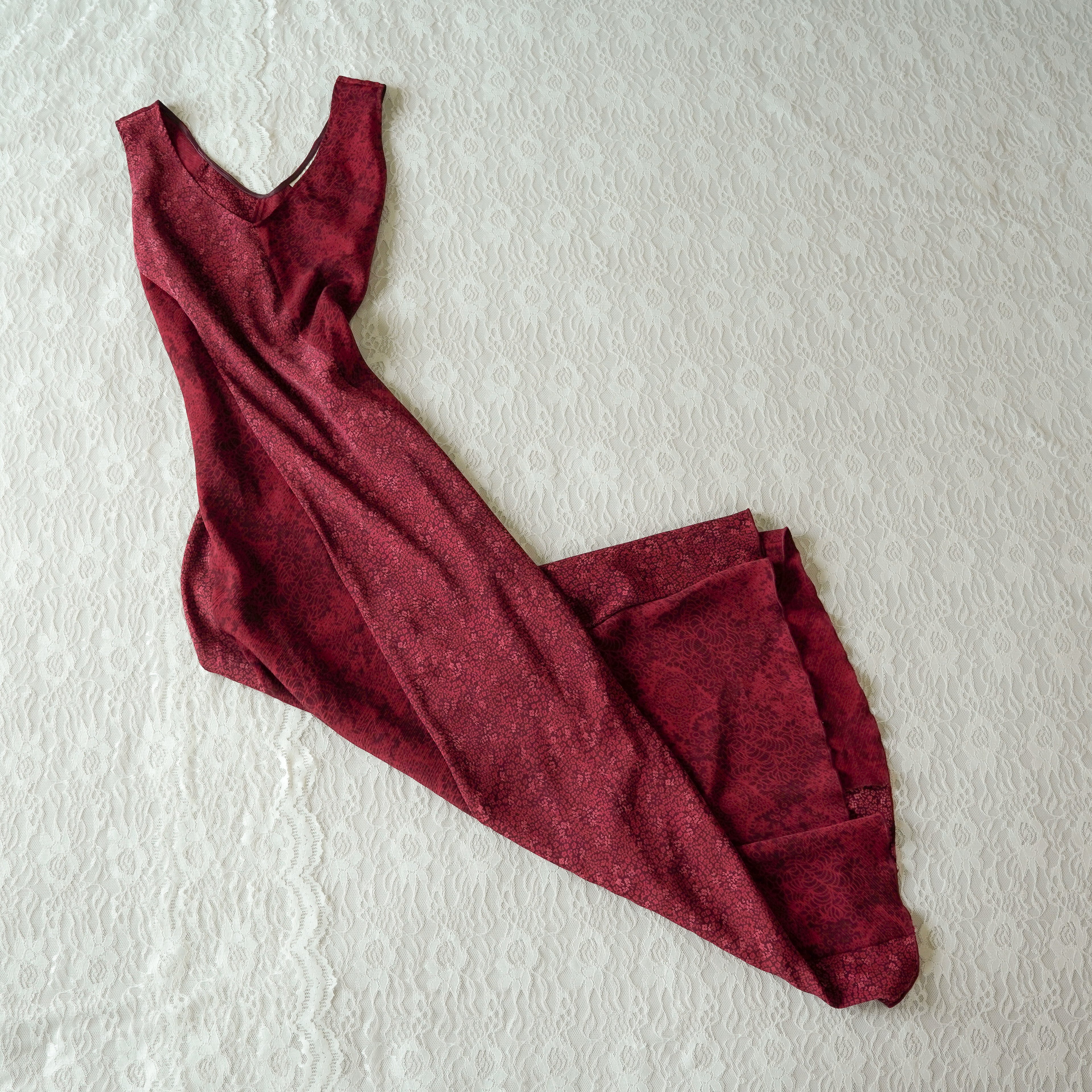 Norton McNaughton Burgundy Maxi Dress Floral Print | Y2K | Size M