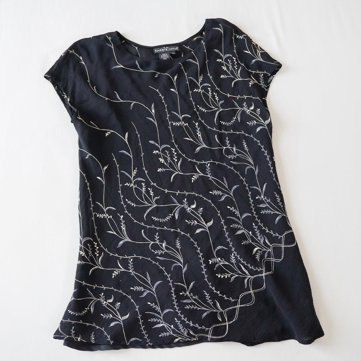 Carole Little Petite Floral Embroidered Blouse | Vintage | Size 10