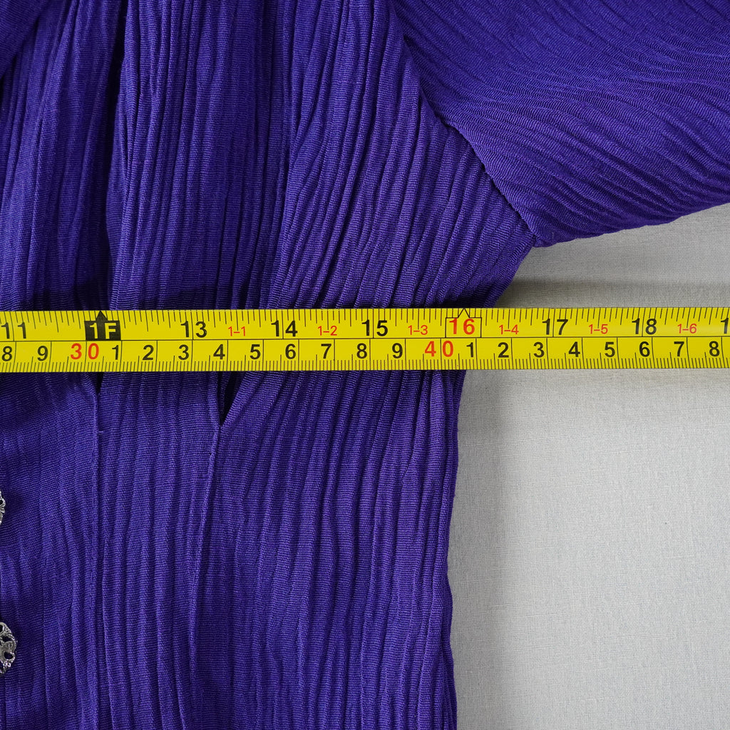 Berkertex Occasions Purple Crinkle Blazer with Floral Chiffon Accent – Size 14