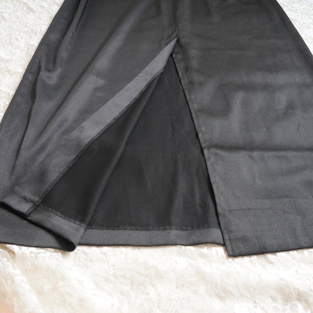 CDC Black Beaded Deep V Evening Gown