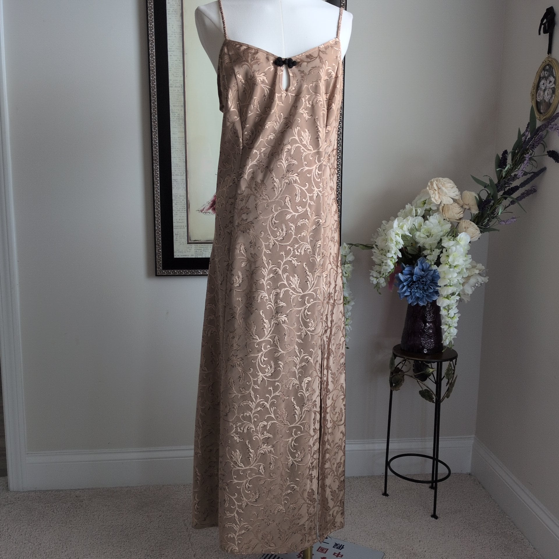 Delicates Jacquard Satin Maxi Slip Dress | Large