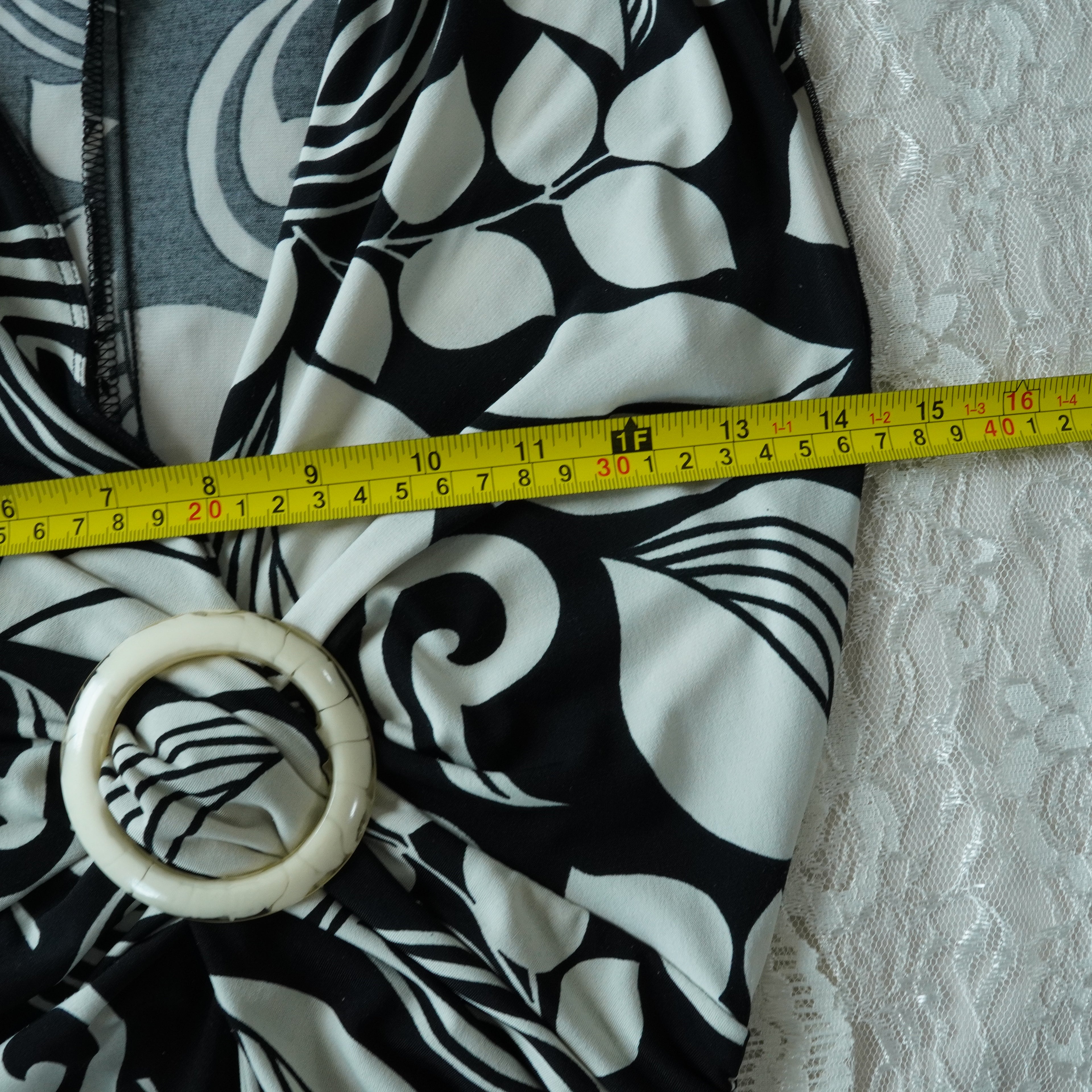 OXOXO Black & White Abstract Ring Accent Midi Dress | Made in USA | Size S