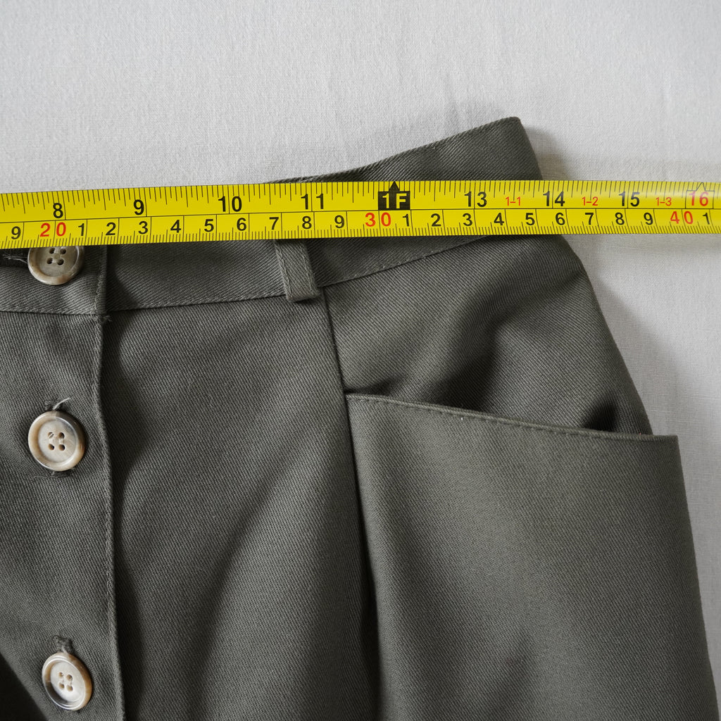 Valerie Peyson Olive Button Front Maxi Skirt | Vintage | Size 8