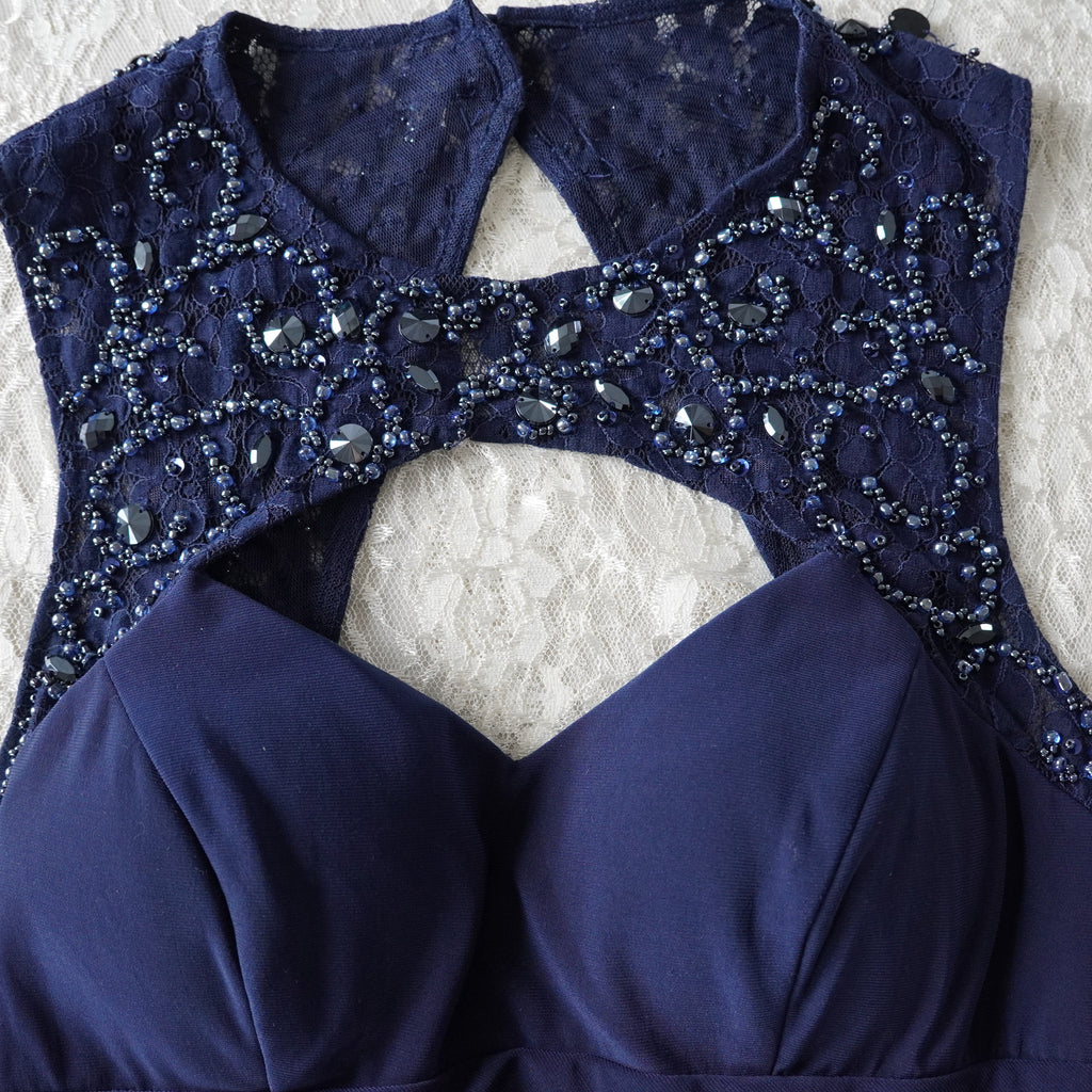Cache Navy Blue Beaded Midi Dress | Modern | Size 6