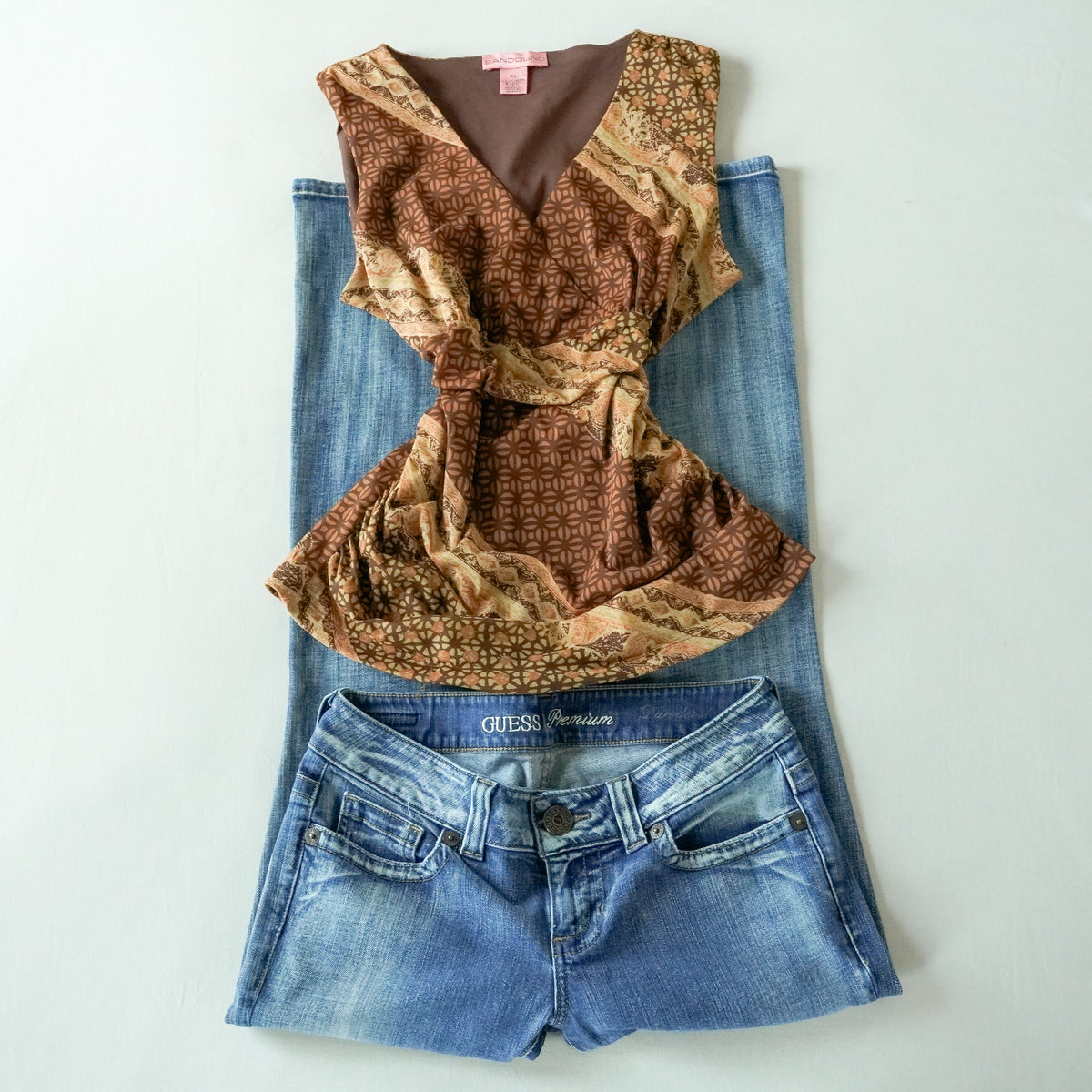 Bandolino Patchwork Print Top | Y2K | Size XL