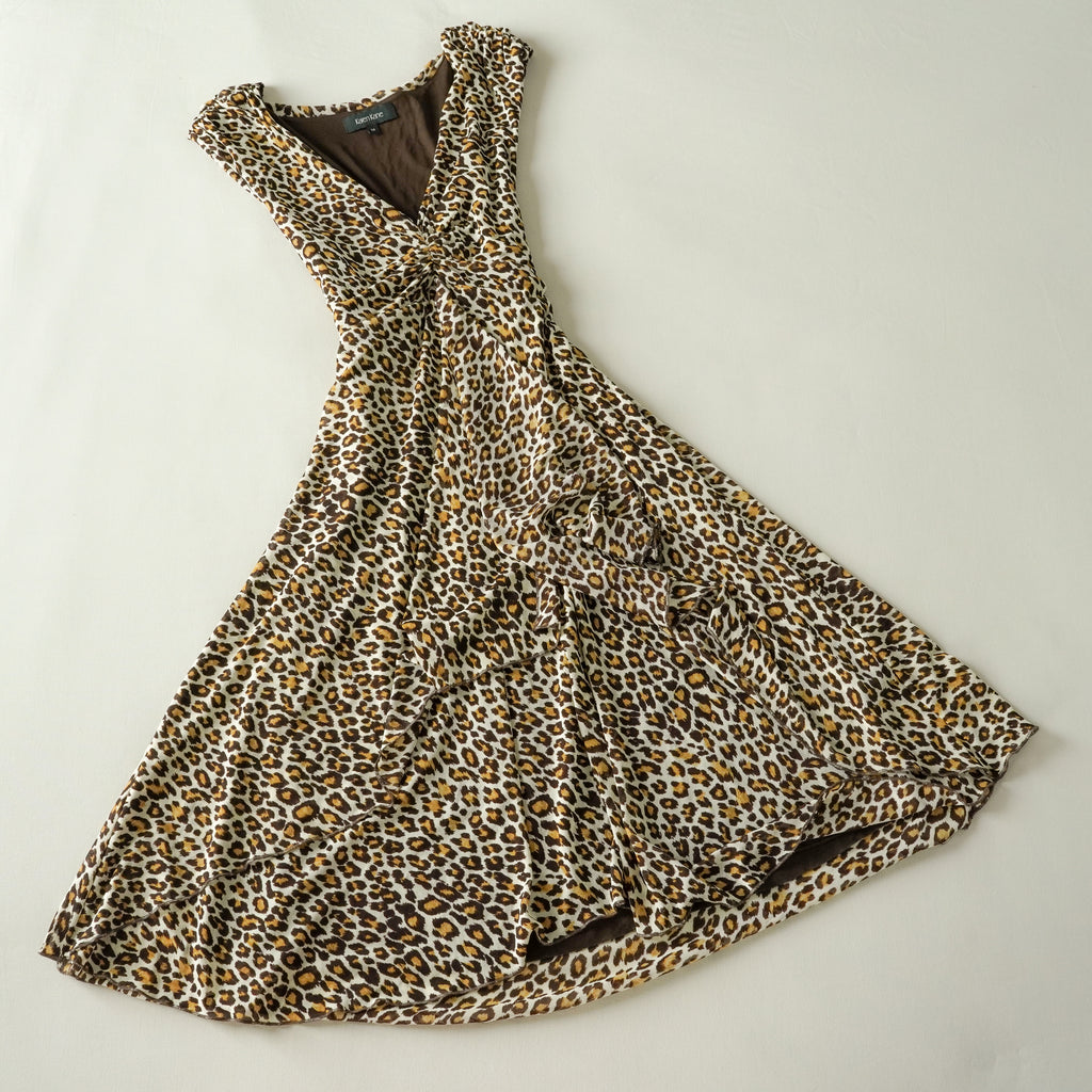 Karen Kane Leopard Print Ruffle Midi Dress | Y2K | Size Medium
