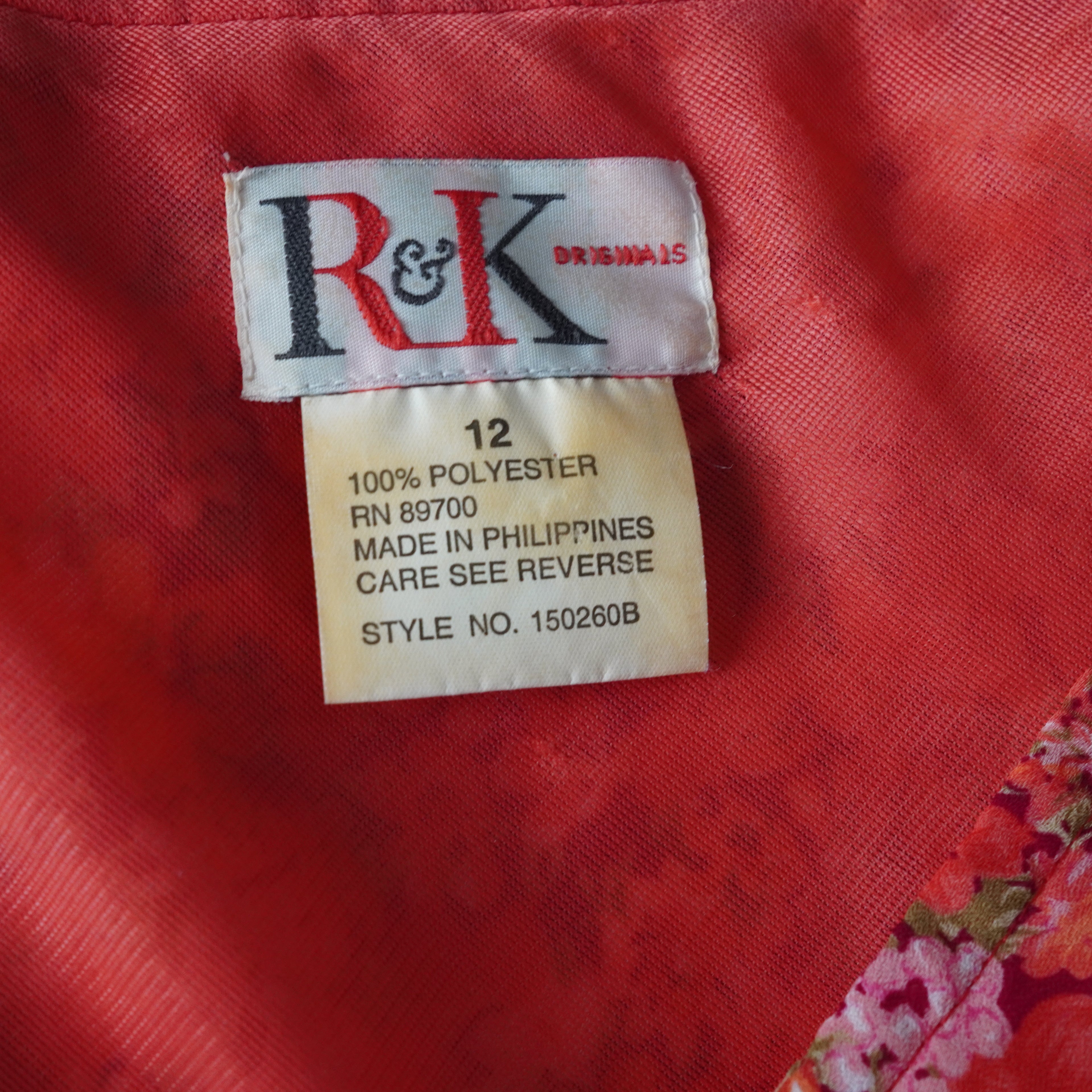 R&K Originals Red Floral Midi Dress | Vintage | Size 12