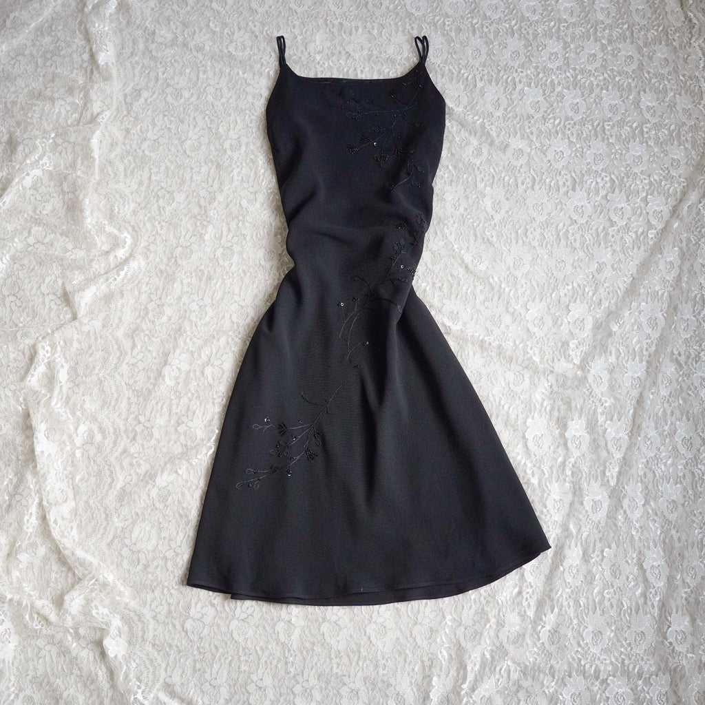 Jones New York Dress Black Beaded Midi Dress | Vintage |Size 12