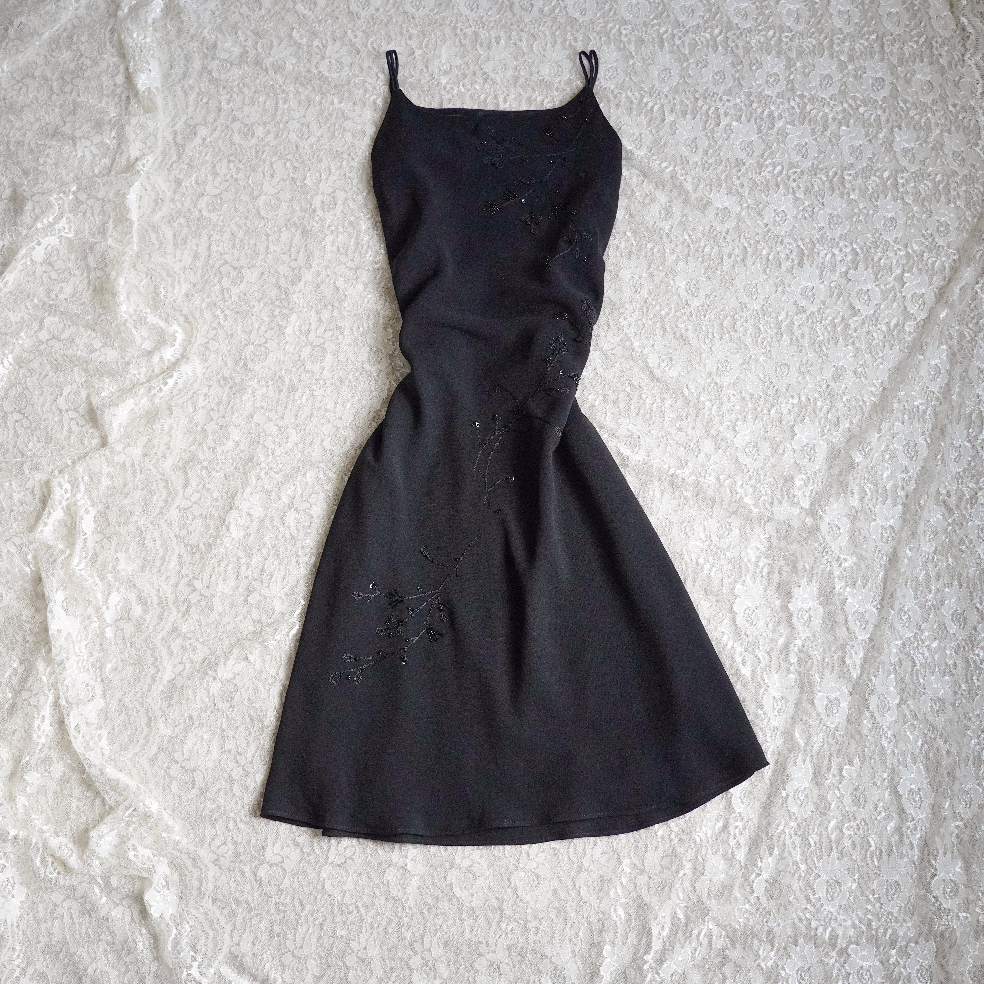 Jones New York Dress Black Beaded Midi Dress | Vintage |Size 12