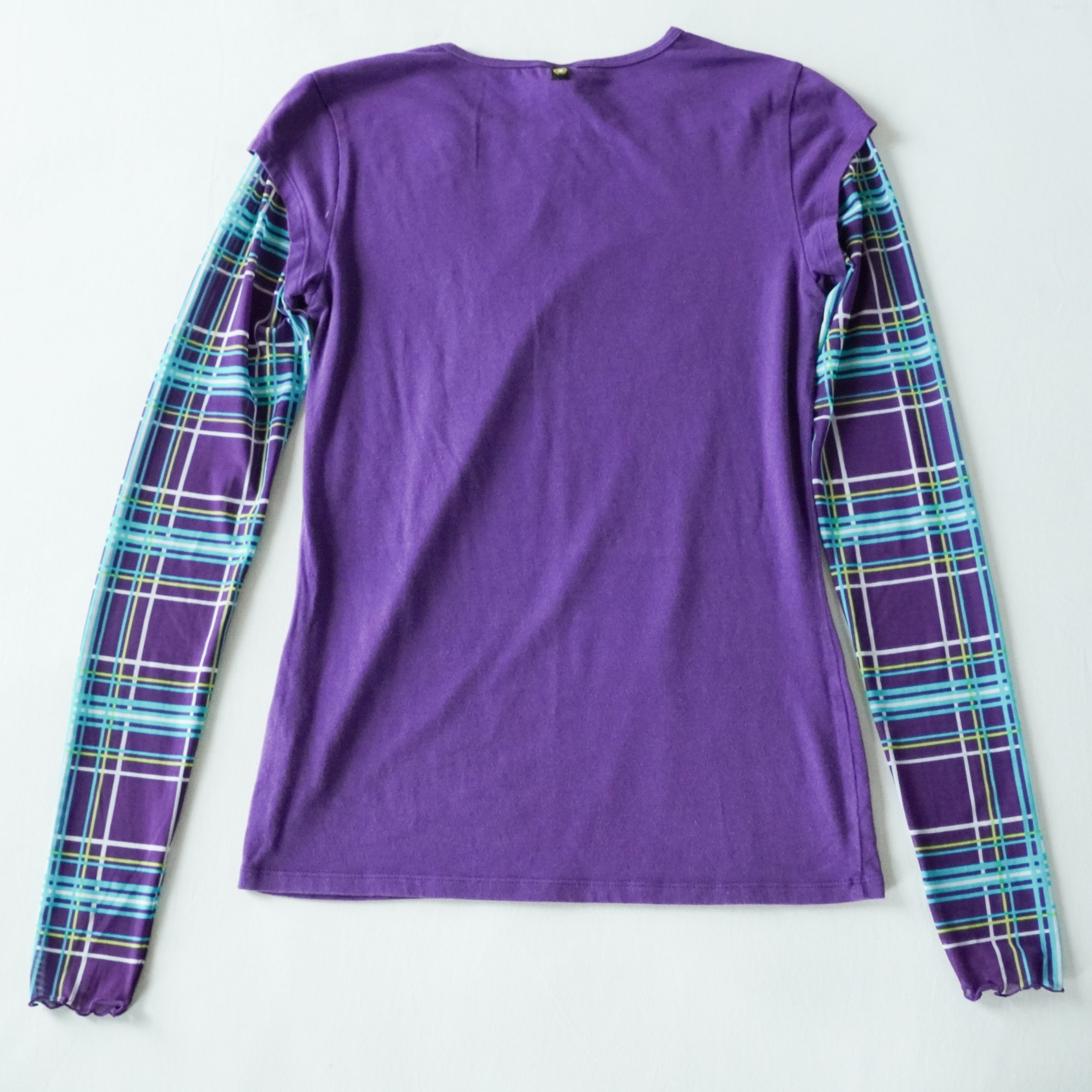 Apple Bottoms Purple Graphic Plaid Layered Long Sleeve | Y2K | Medium