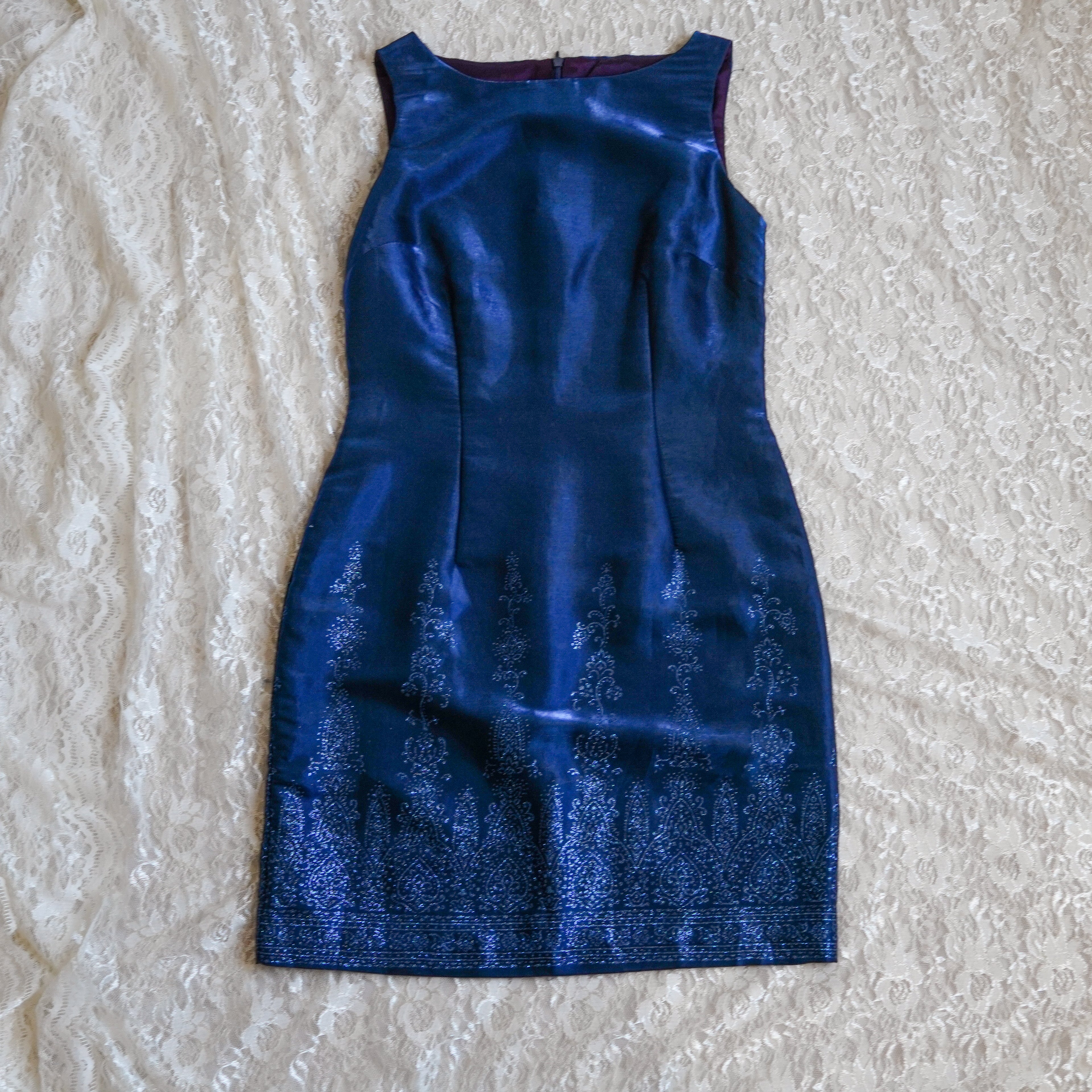 CDC Sapphire Blue Shimmer Sheath Dress | Size 6