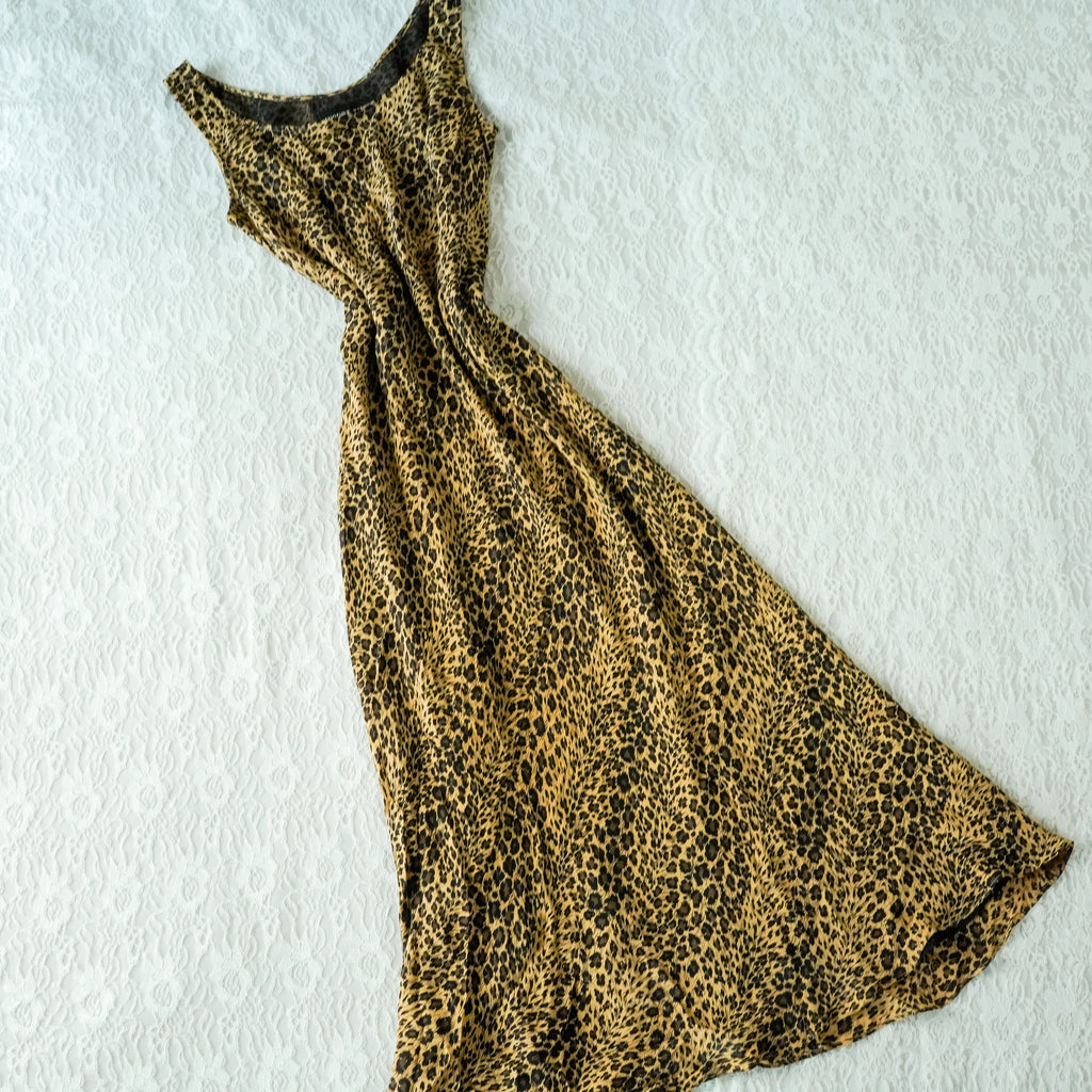 August Silk Leopard Print 100% Silk Maxi Dress | Y2K | Size 12
