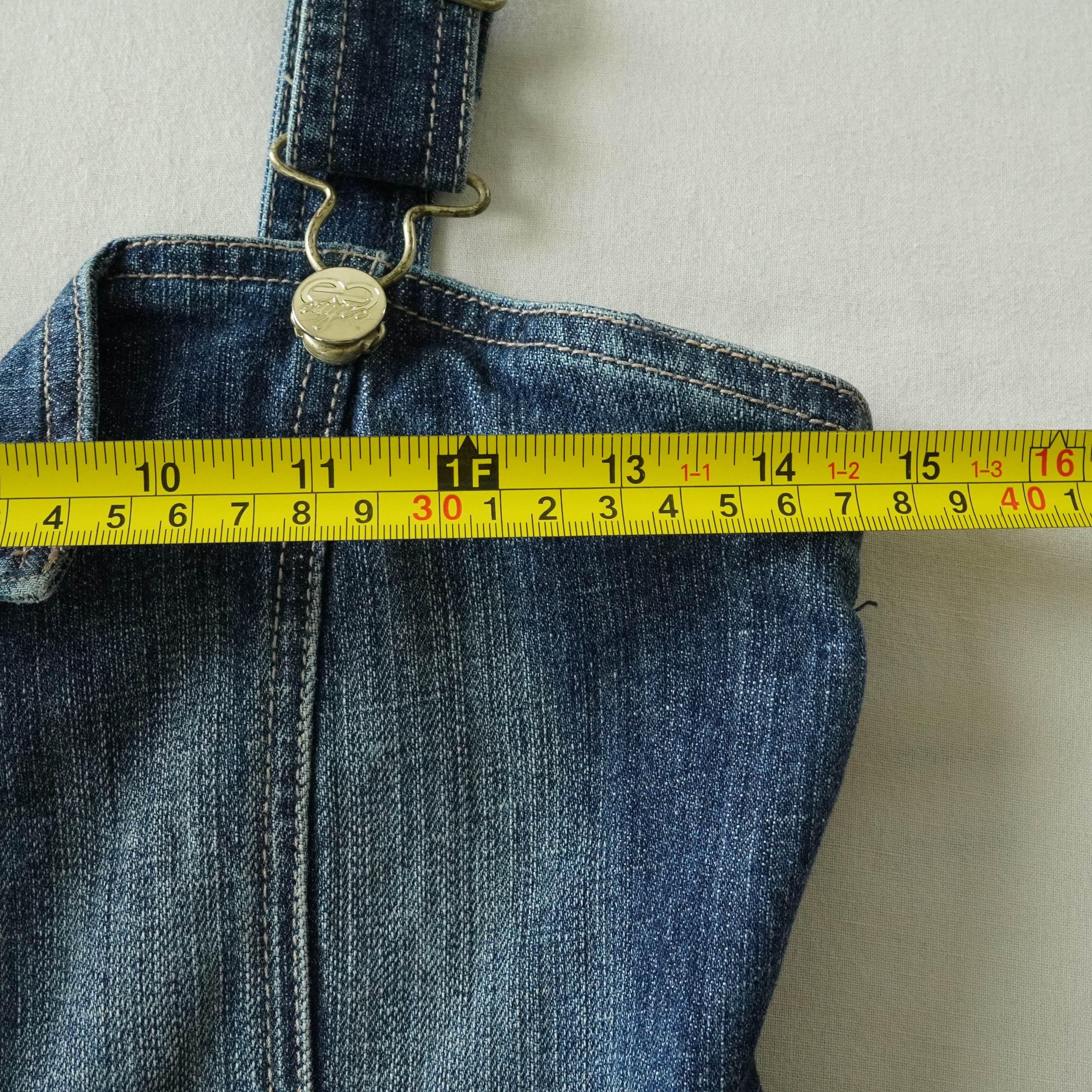 Enyce Denim Mini Dress Zip Pocket Strap Dress Blue