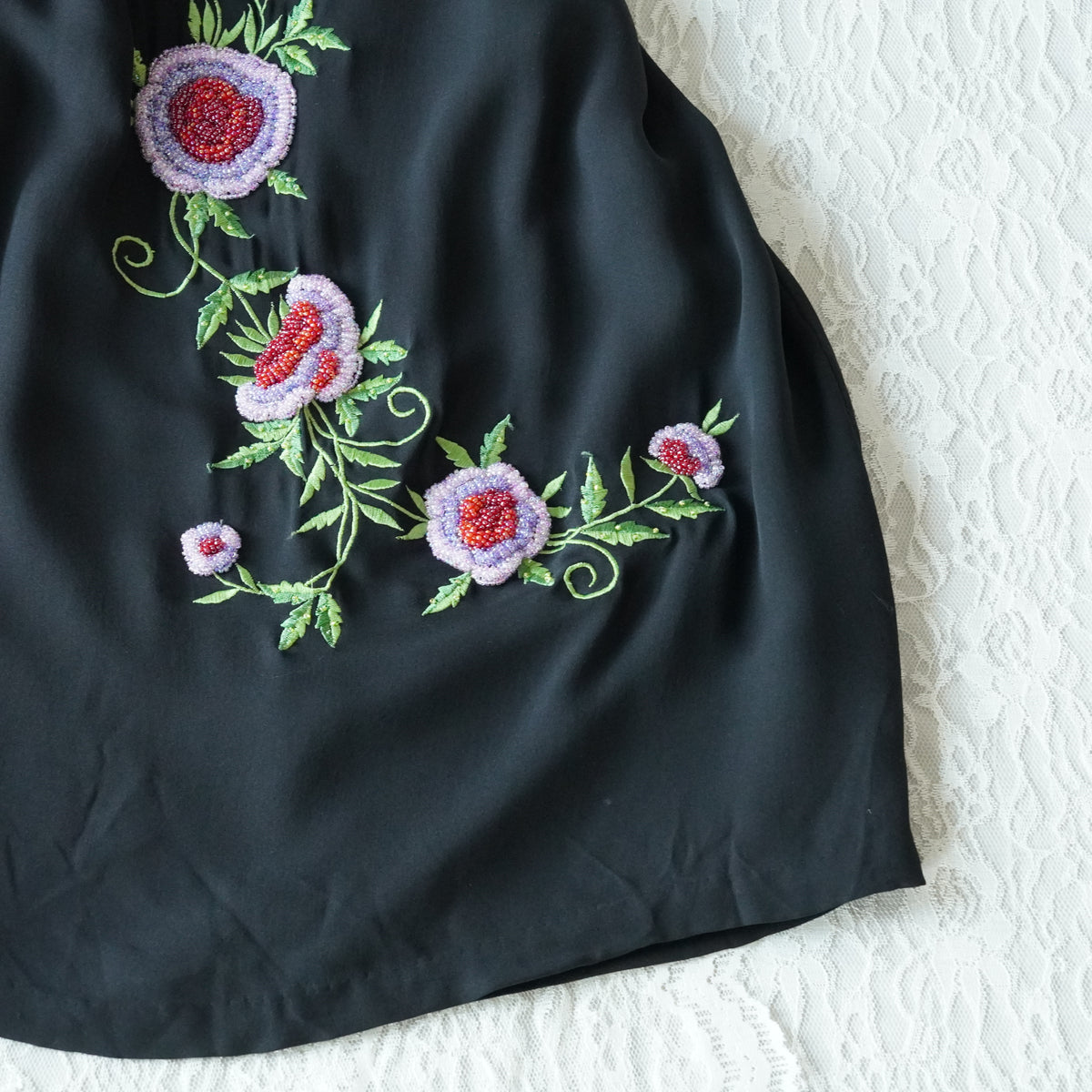 Argenti Floral Beaded Embroidered Cocktail Dress | Vintage | Size 8