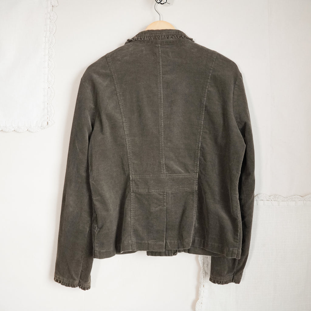Ambition Corduroy Blazer Jacket Ruffle Trim | Y2K | Large