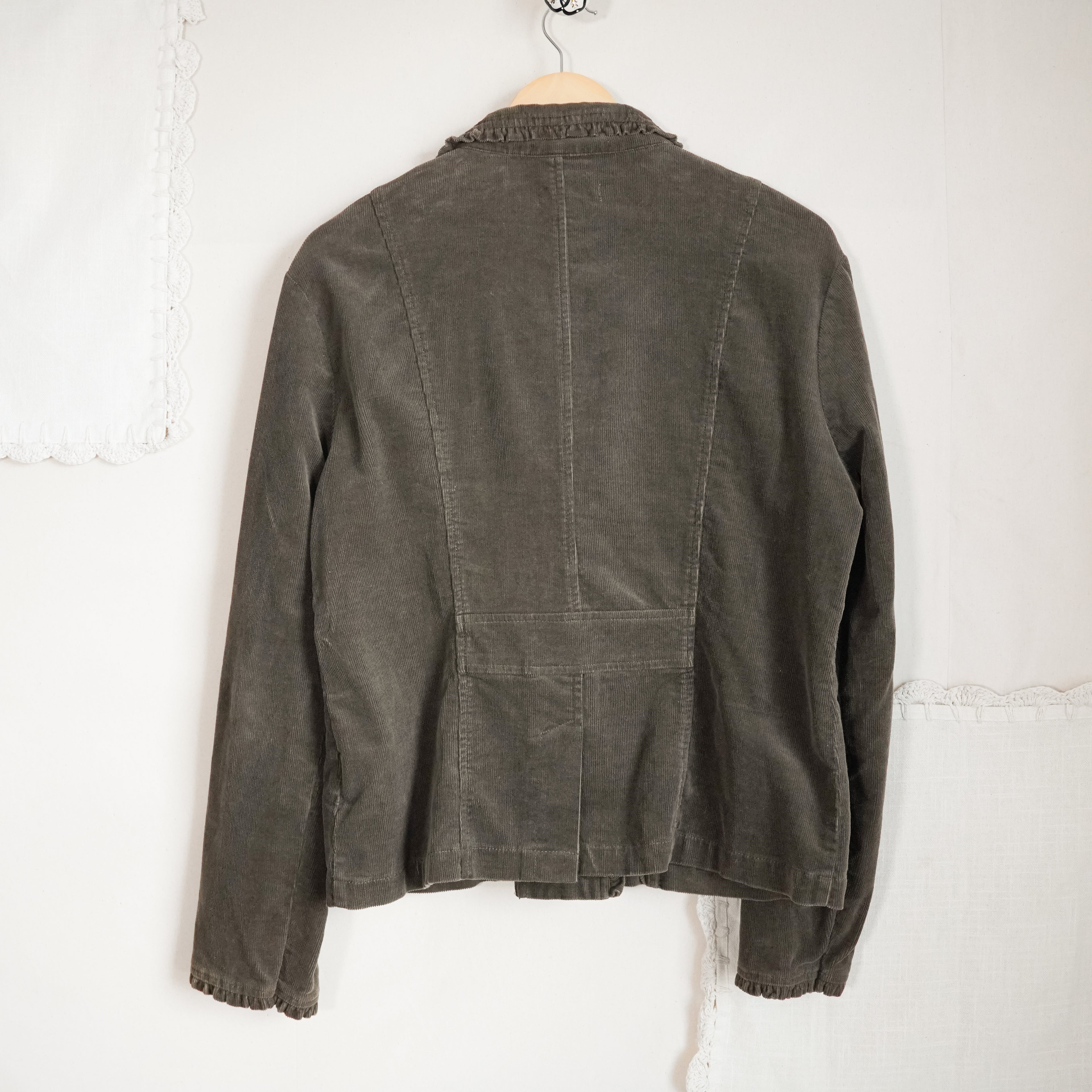 Ambition Corduroy Blazer Jacket Ruffle Trim | Y2K | Large