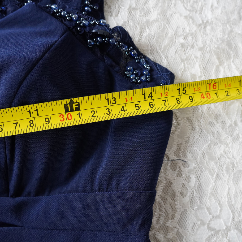 Cache Navy Blue Beaded Midi Dress | Modern | Size 6