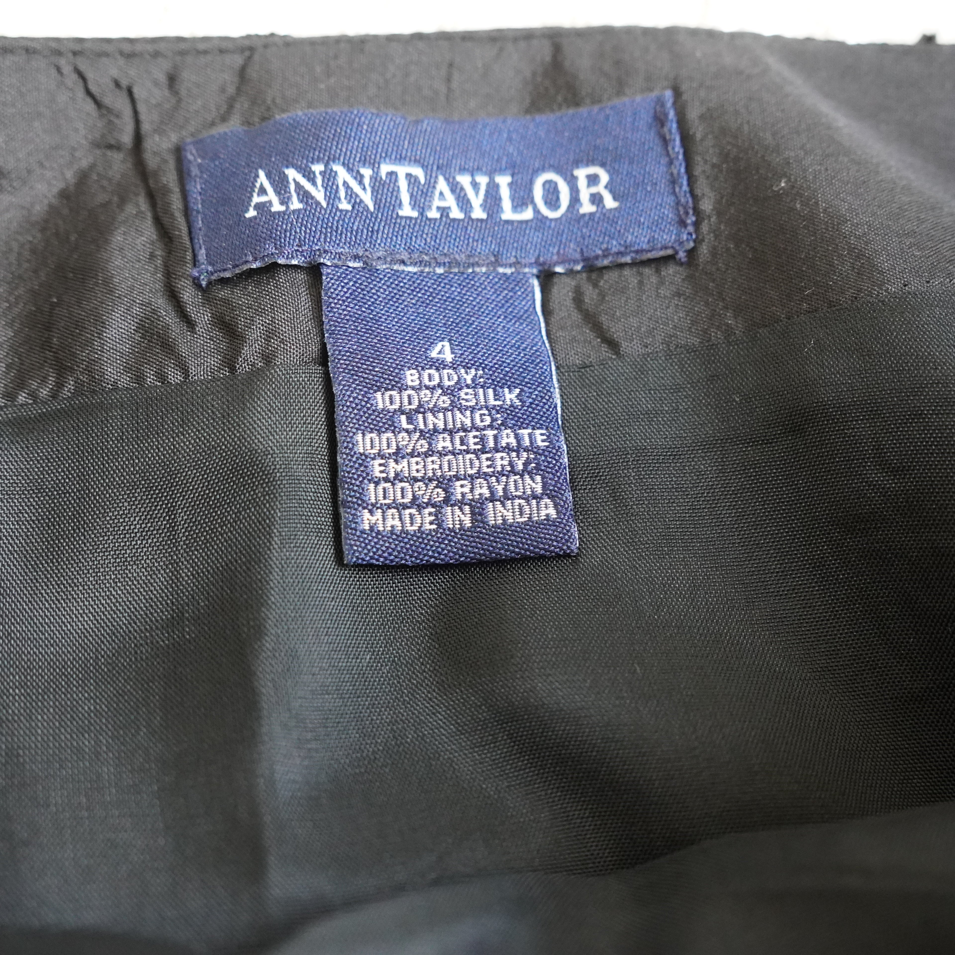 Ann Taylor Silk Embroidered Pencil Skirt