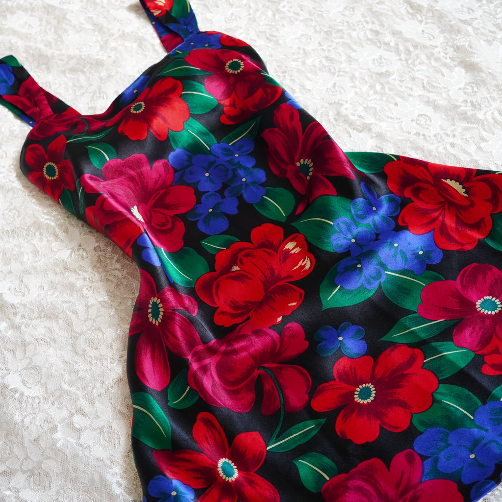 Sedú Satin Floral Mini Slip Dress | Small