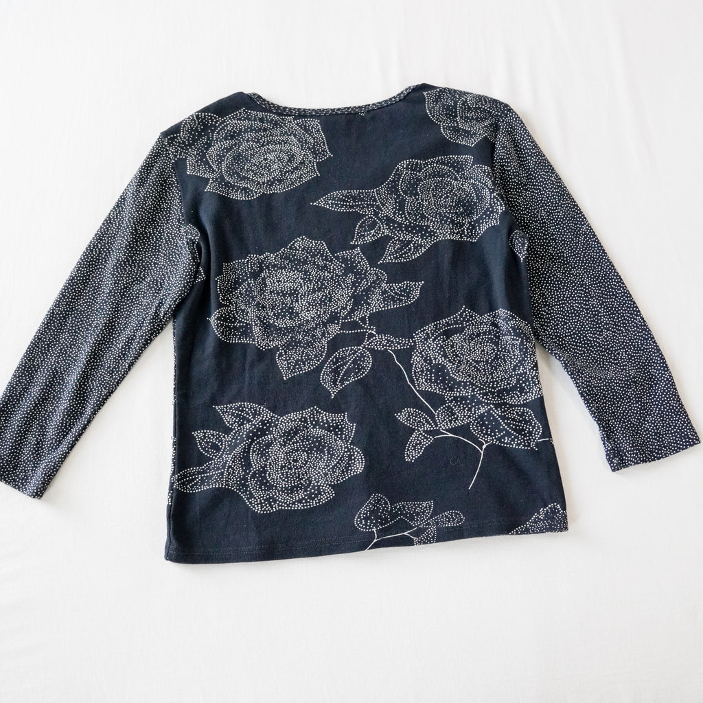 Bila Sequin Floral Cotton Top | Y2K | Small