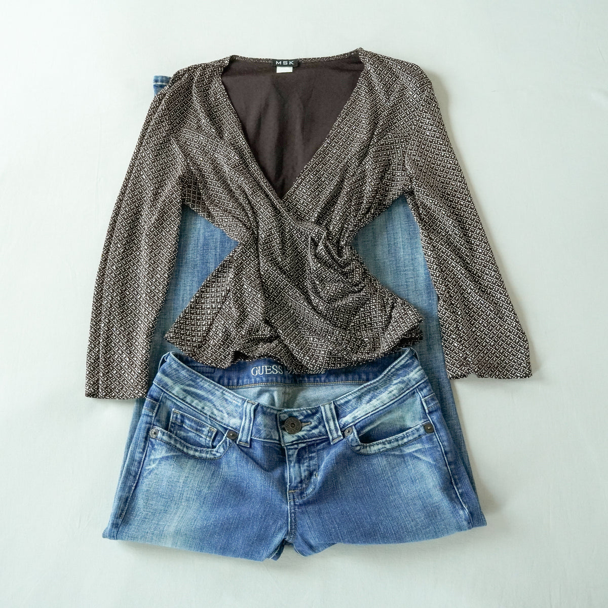 MSK Faux Wrap Long Sleeve Top | Y2K | Size Large