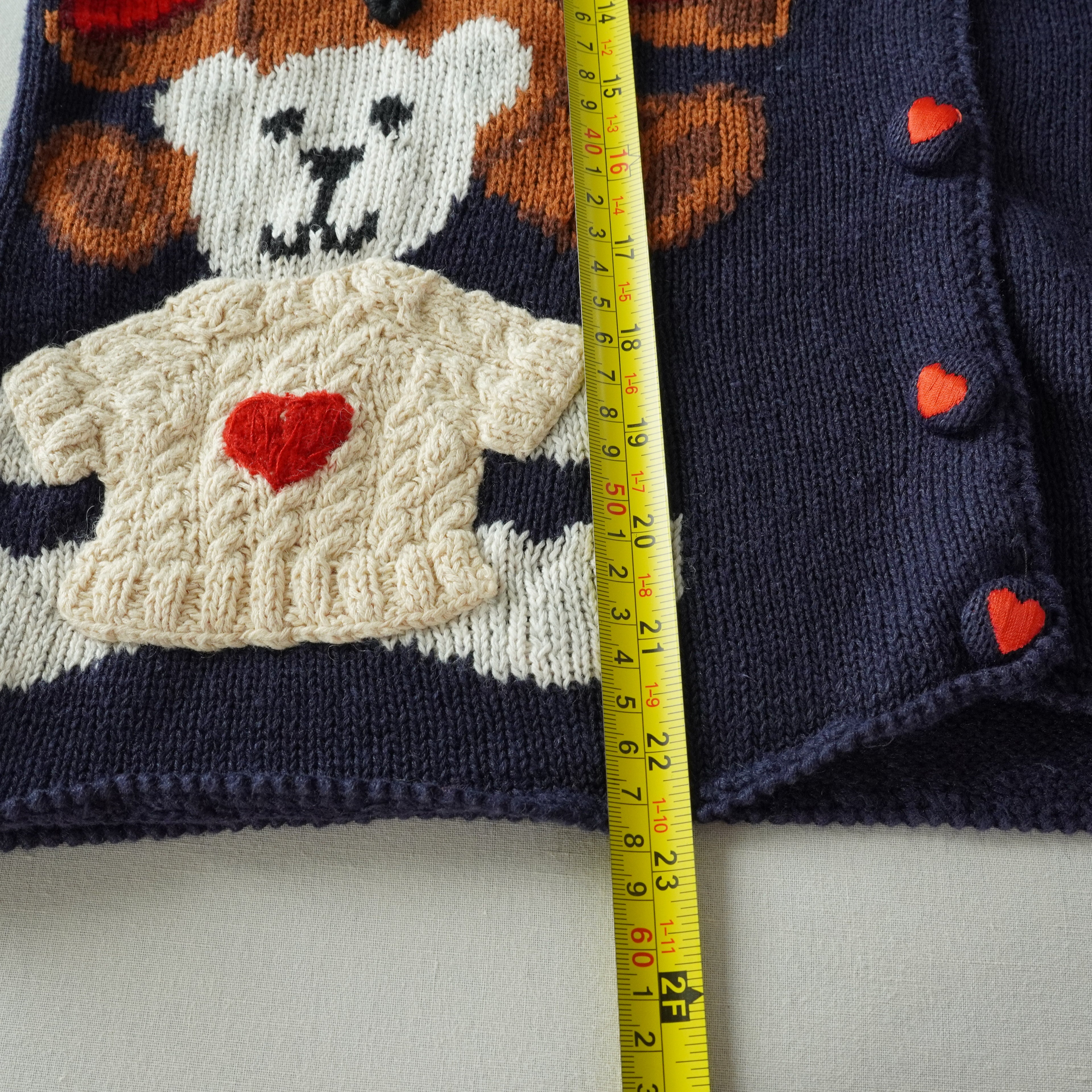 Vintage Eagle's Eye Teddy Bear Knit Sweater Vest Navy Ramie Cotton Cardigan – Size Small