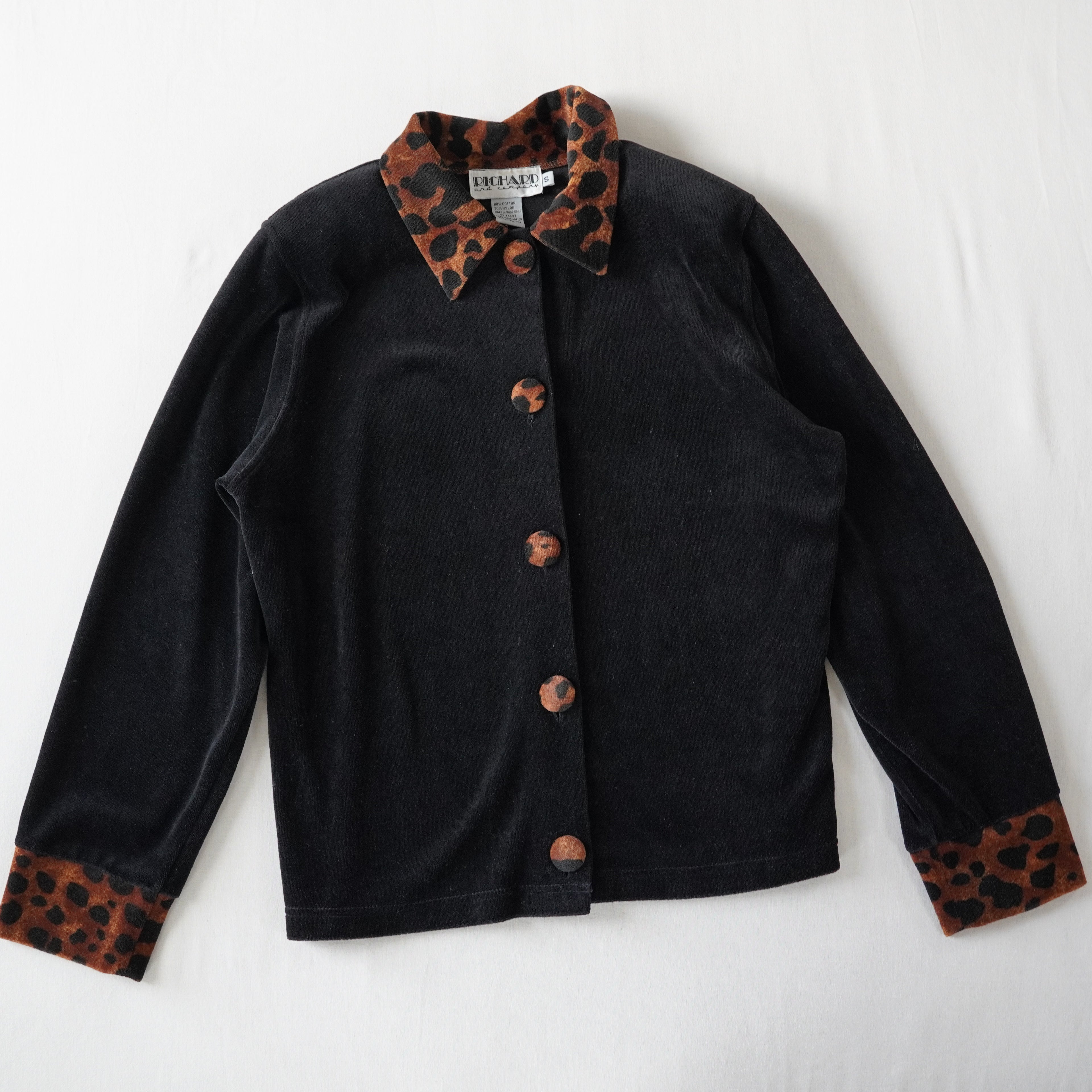 Richard & Company Velour Leopard Trim Jacket | Vintage | Small