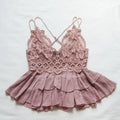 Free People Dusty Rose Lace Crochet Ruffle Cami | XS