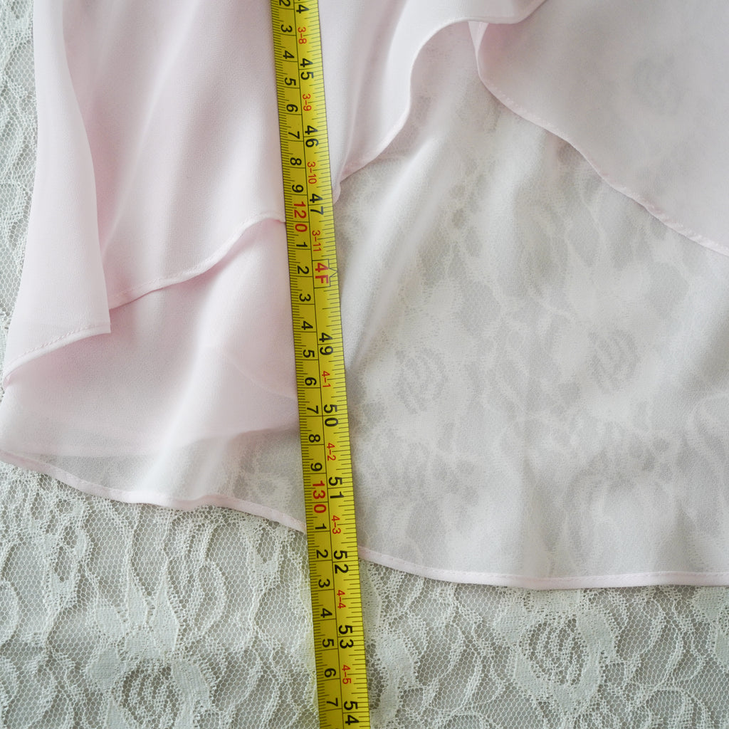 Delicates Pink Chiffon Beaded Slip Dress | Y2K | Large